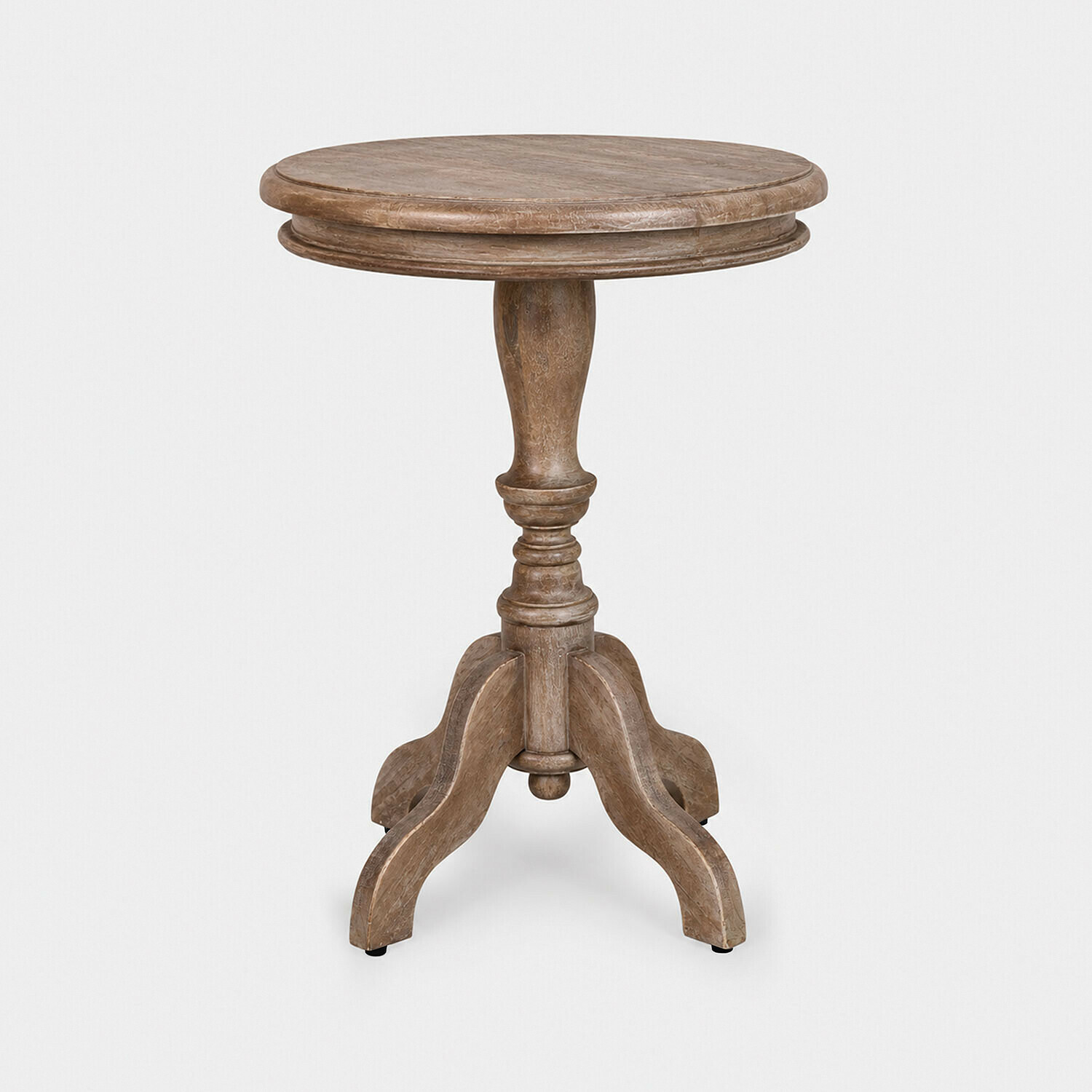marron vieilli Table d'appoint ronde Mengomeyen en bois couleur brun antique, meuble élégant pour salon