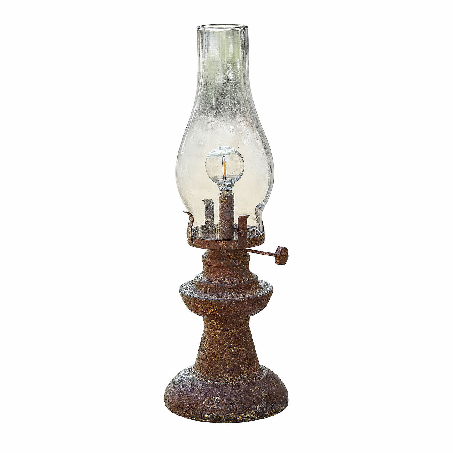 marron vieilli Lanterne LED rechargeable couleur brun antique avec abat-jour en verre transparent, décoration vintage