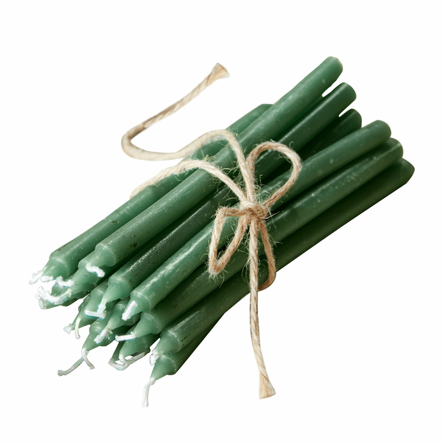 Lot de 20 bougies vertes liées par une corde, bougies décoratives pour la maison