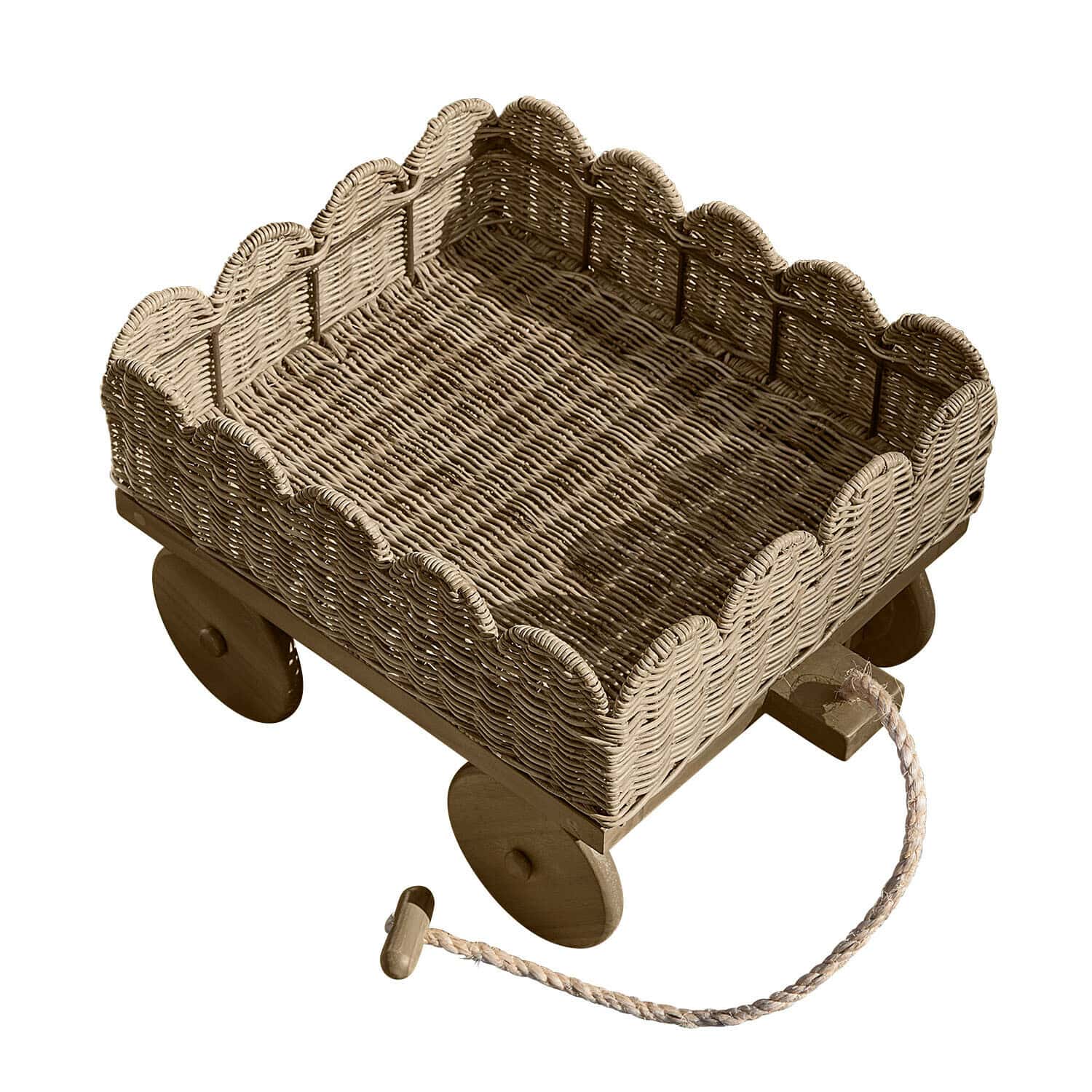Bolderkar Whimsywood Wagen van natuurlijk riet en hout met trekkoord, decoratief en praktisch ontwerp