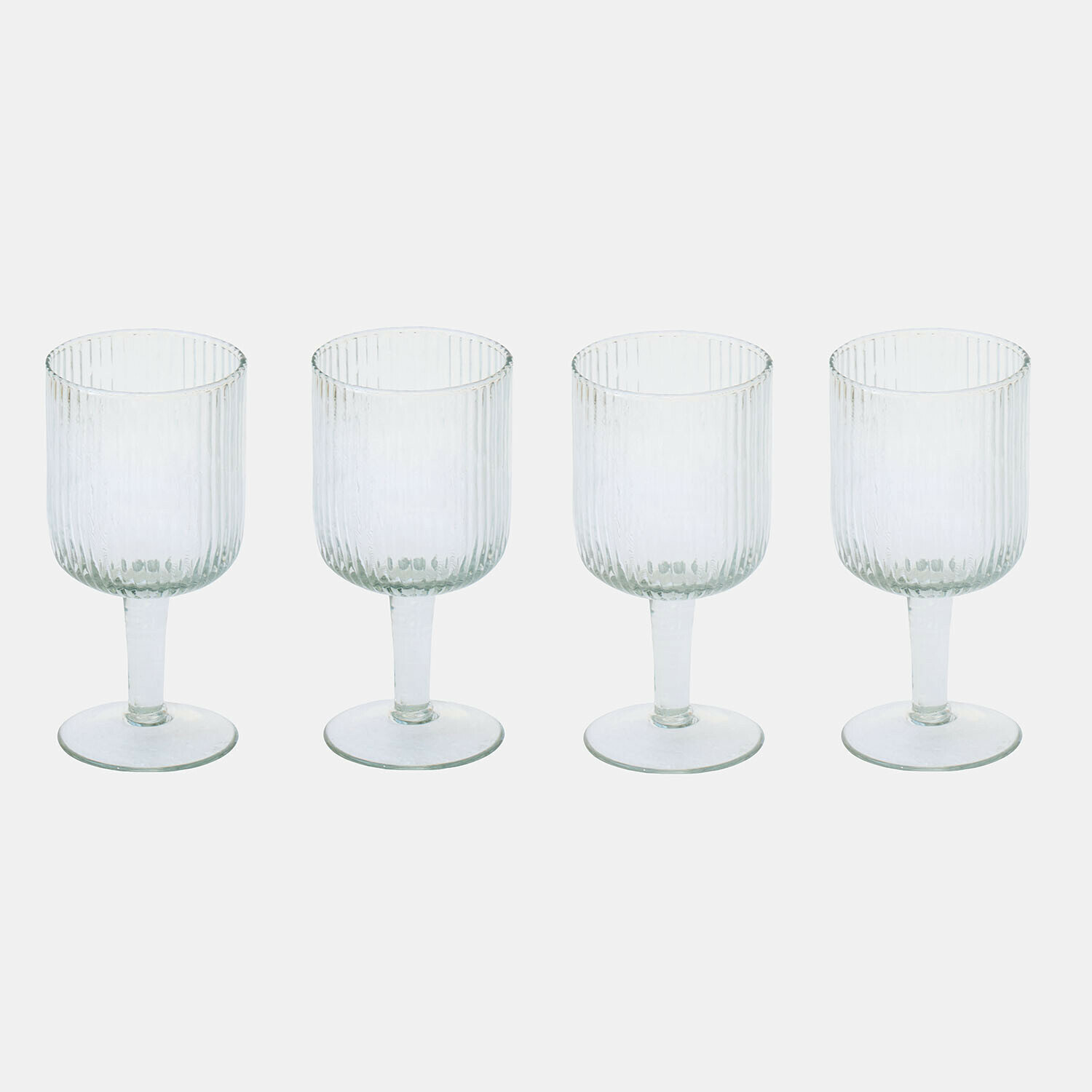 Lot de 4 verres Caleza Ensemble de quatre verres transparents à pied avec rainures verticales, verre pour boissons