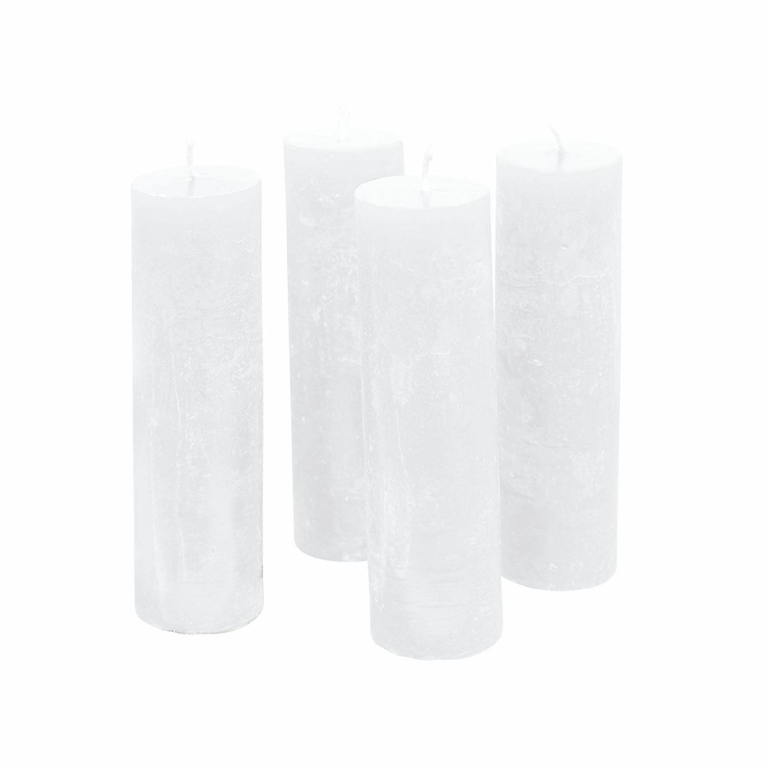 Kaars set van 4 Muriel Set van vier witte cilindervormige kaarsen van was voor decoratie en sfeer