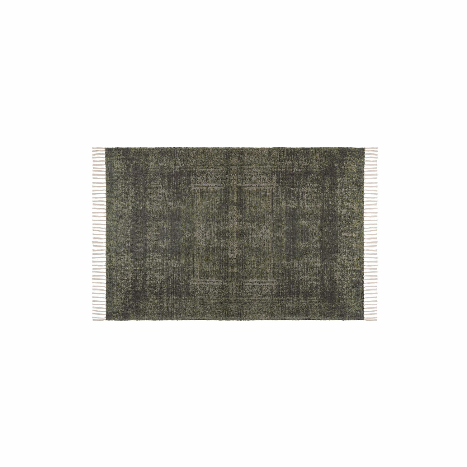 Vloerkleed voor binnen en buiten Belaric Groen vloerkleed met franjes aan de zijkanten, zacht materiaal, moderne woondecoratie