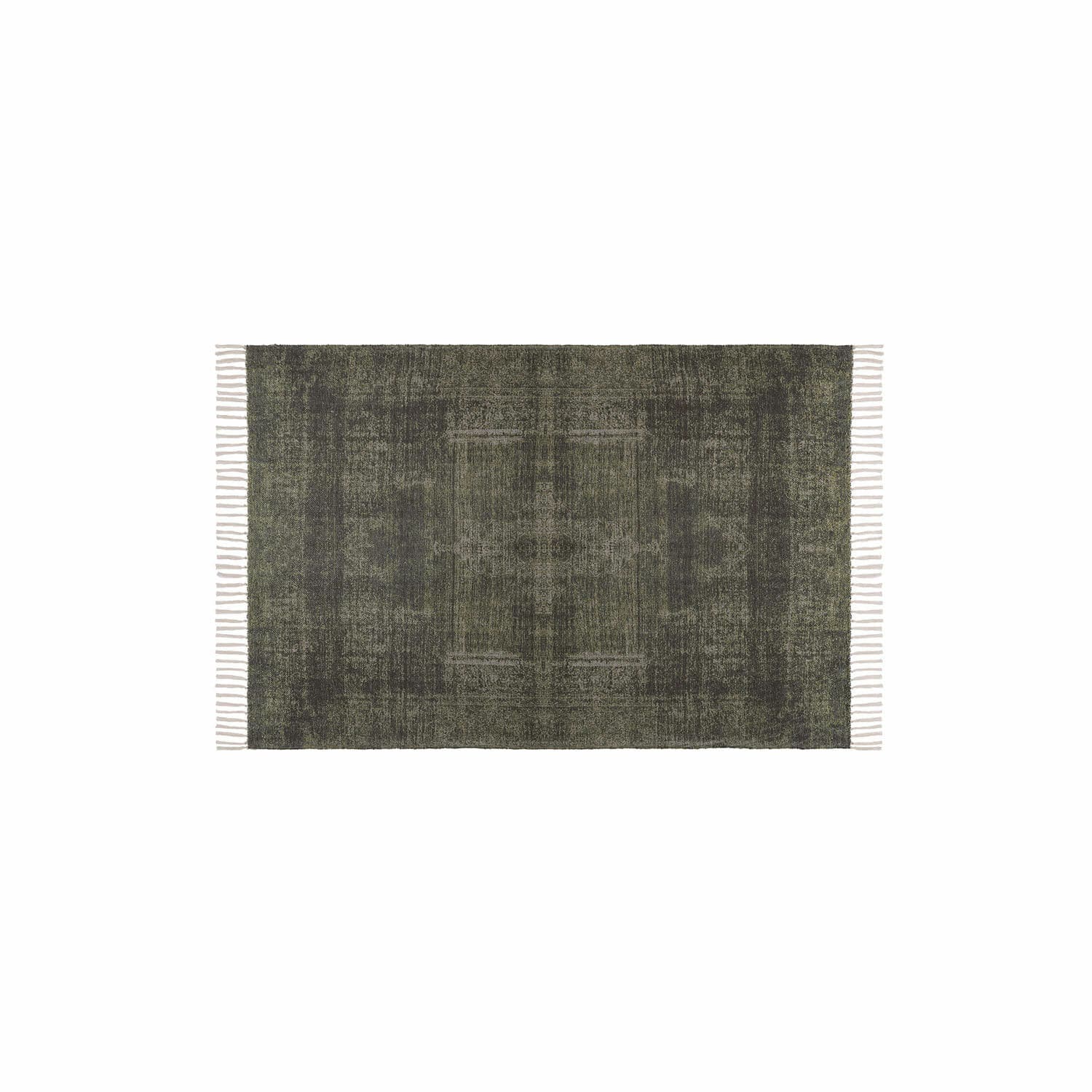 Vloerkleed voor binnen en buiten Belaric Groen vloerkleed met franjes aan de zijkanten, zacht materiaal, moderne woondecoratie