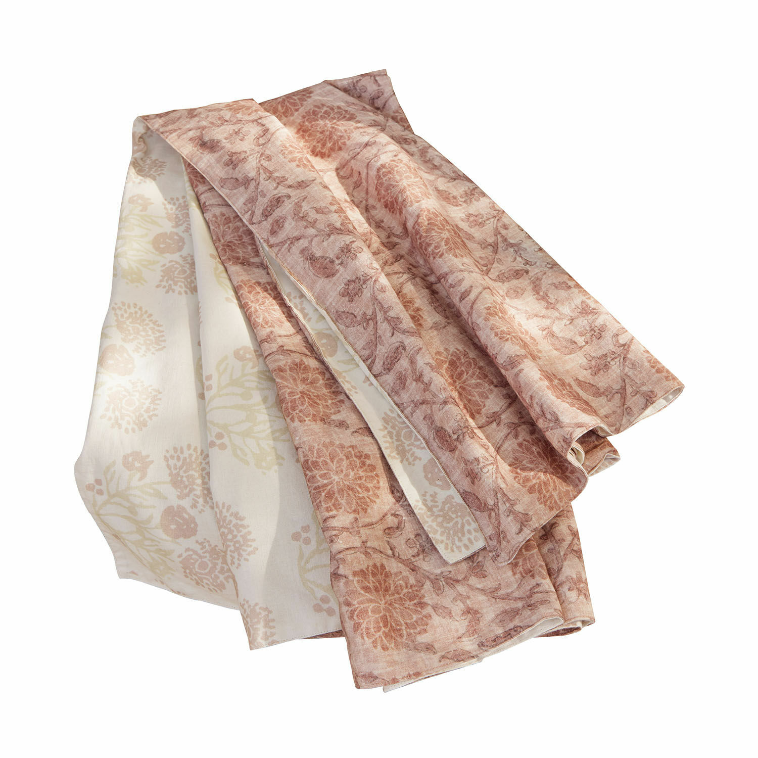 Plaid Tarouja Linnen tafelkleed met bloemmotief in beige en bruintinten, rustieke tafeldecoratie