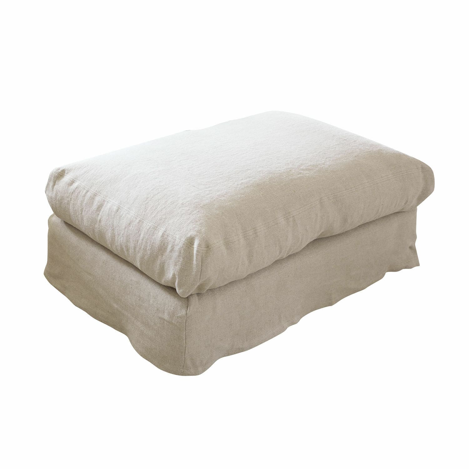 Pouf beige Vantoux en tissu doux, siège confortable pour salon et espace détente