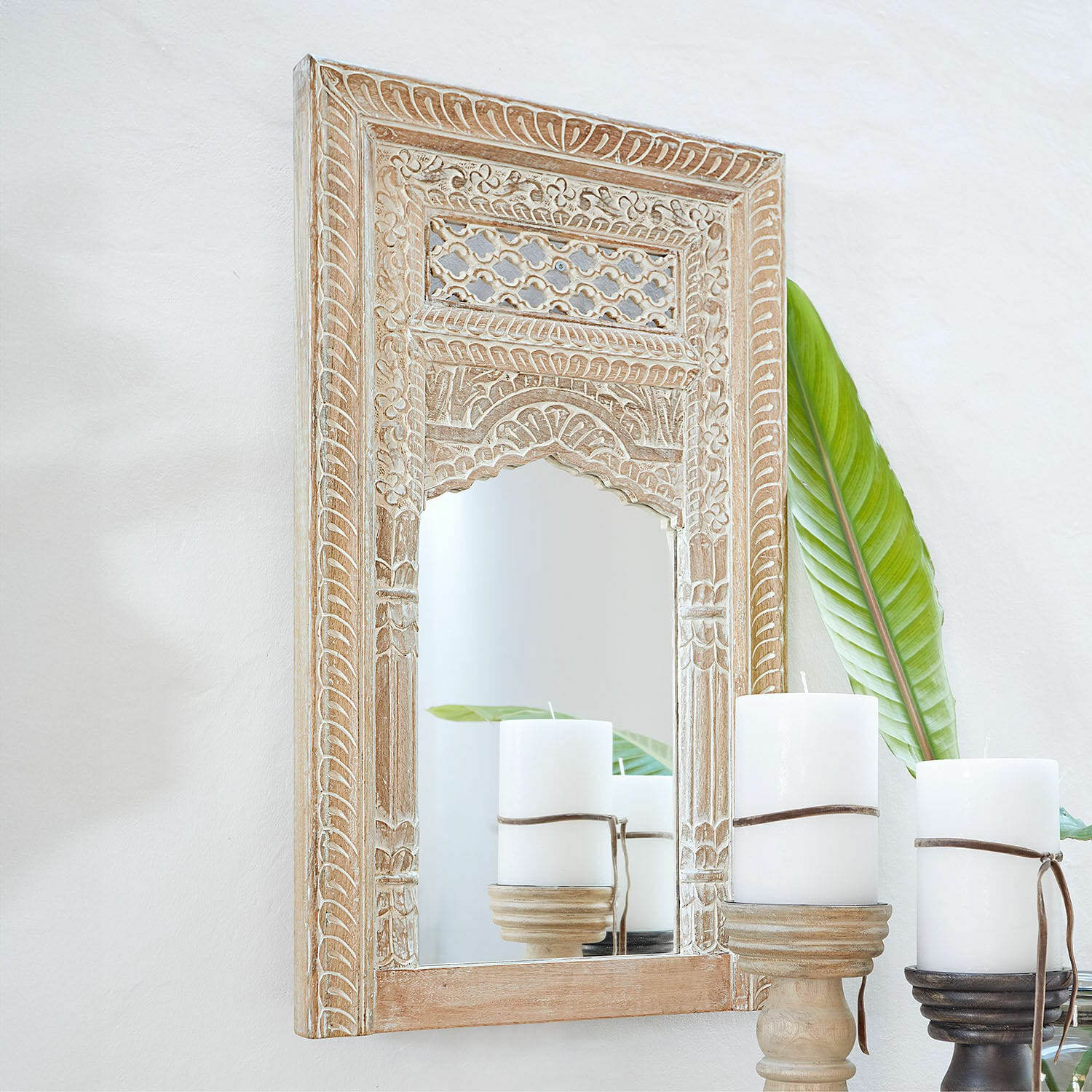 Miroir Miette Miroir en bois sculpté couleur naturelle pour décoration murale et intérieure élégante