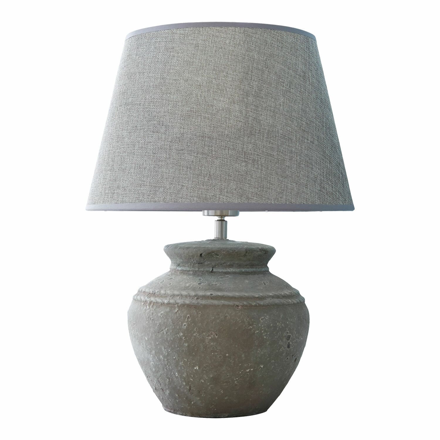 Lampe à poser Cleveland Lampe de table avec base en céramique grise et abat-jour en tissu gris clair pour salon