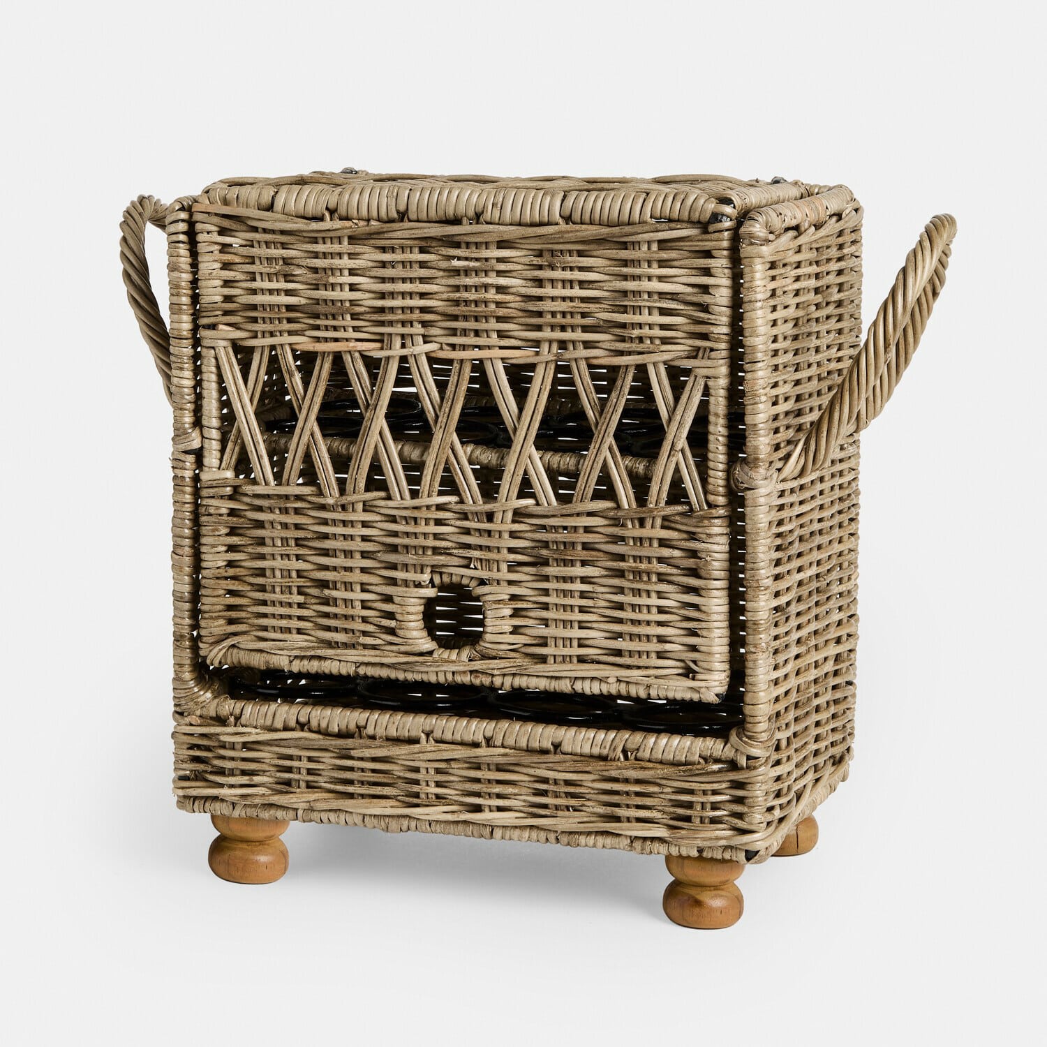 Support à œufs Kettlewells Panier carré en rotin naturel avec poignées et pieds en bois pour rangement pratique