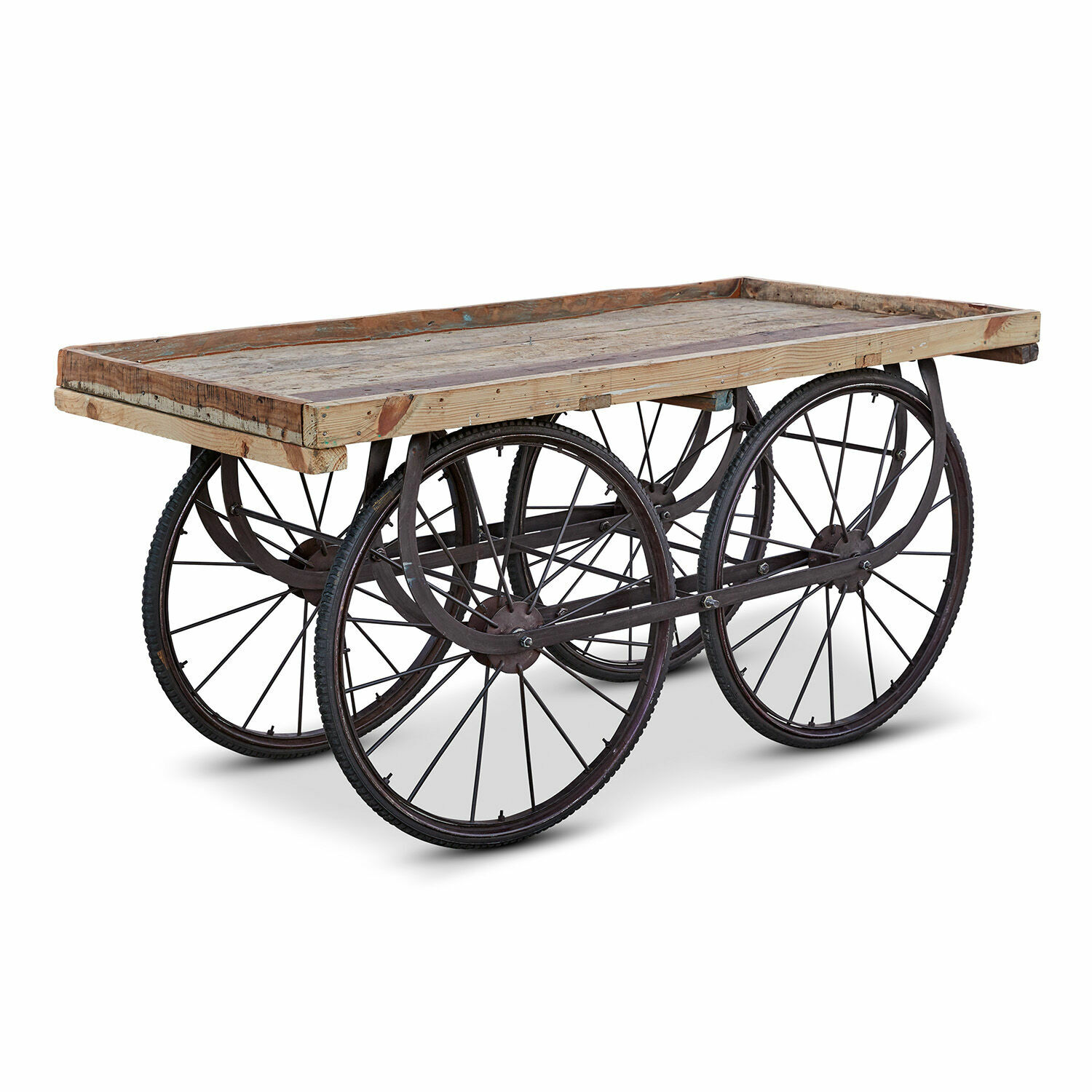Desserte Annabel Table roulante vintage en bois et métal, parfaite pour une décoration intérieure industrielle