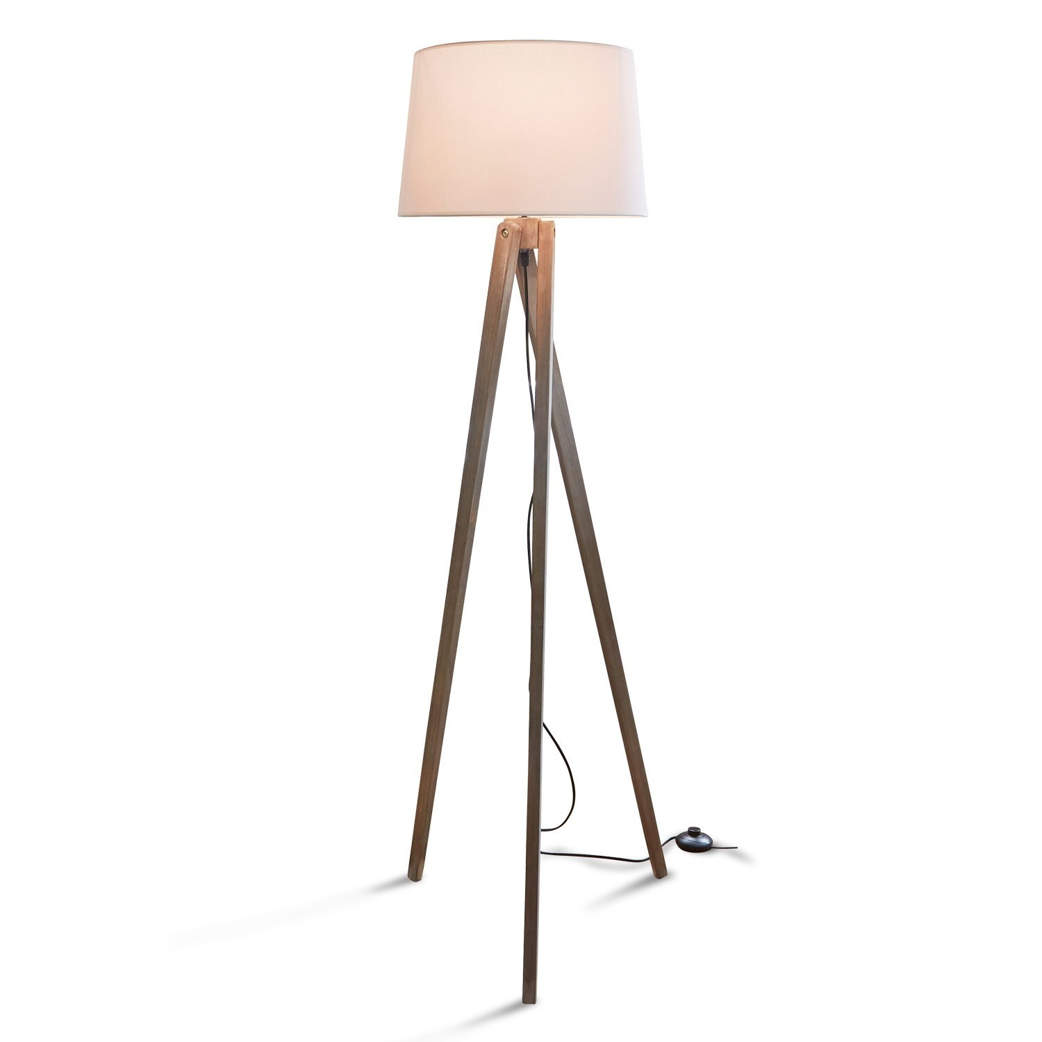 Lampadaire Troisième Lampadaire en bois avec abat-jour blanc, design moderne pour salon élégant