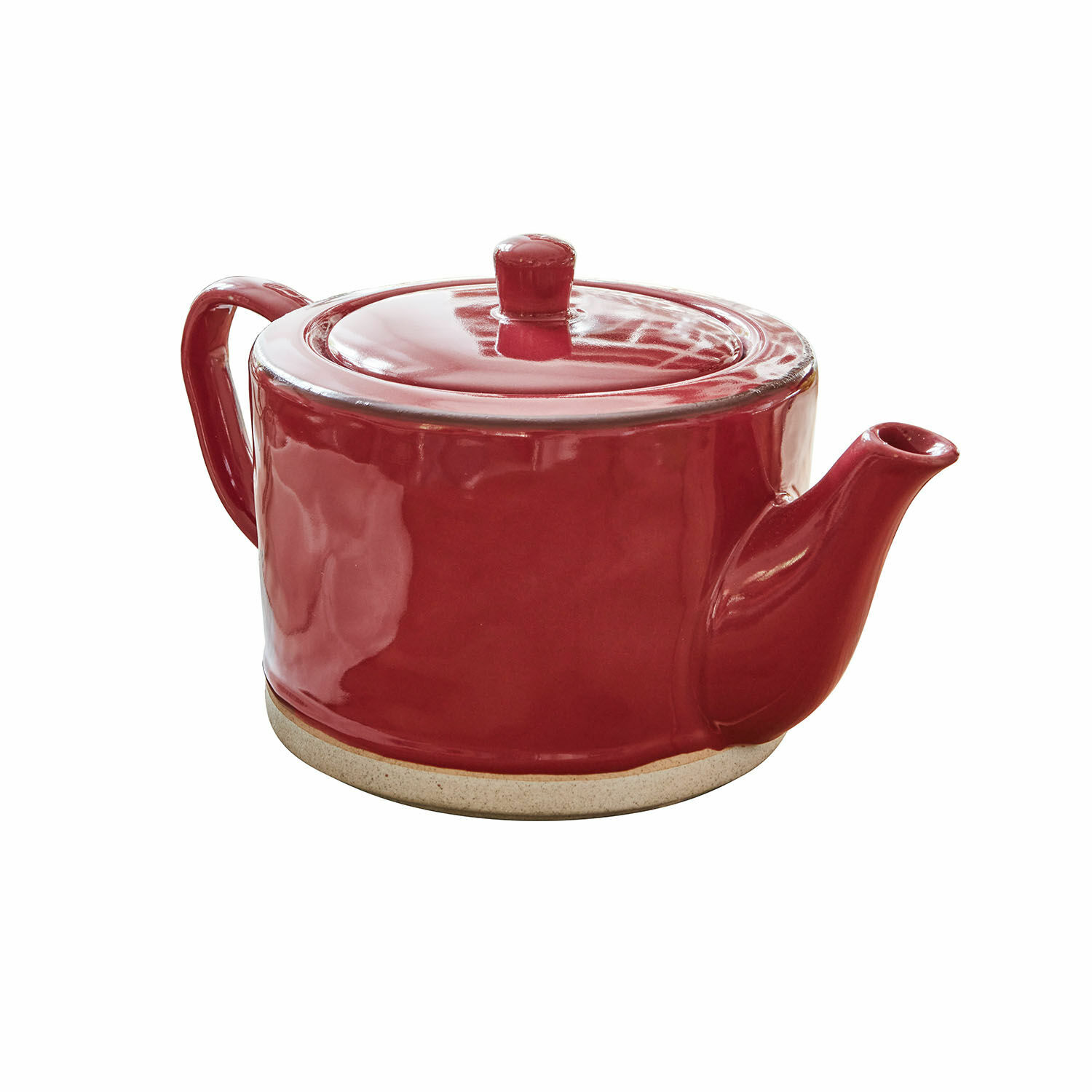 Théière en céramique rouge avec couvercle et poignée, design classique pour la cuisine