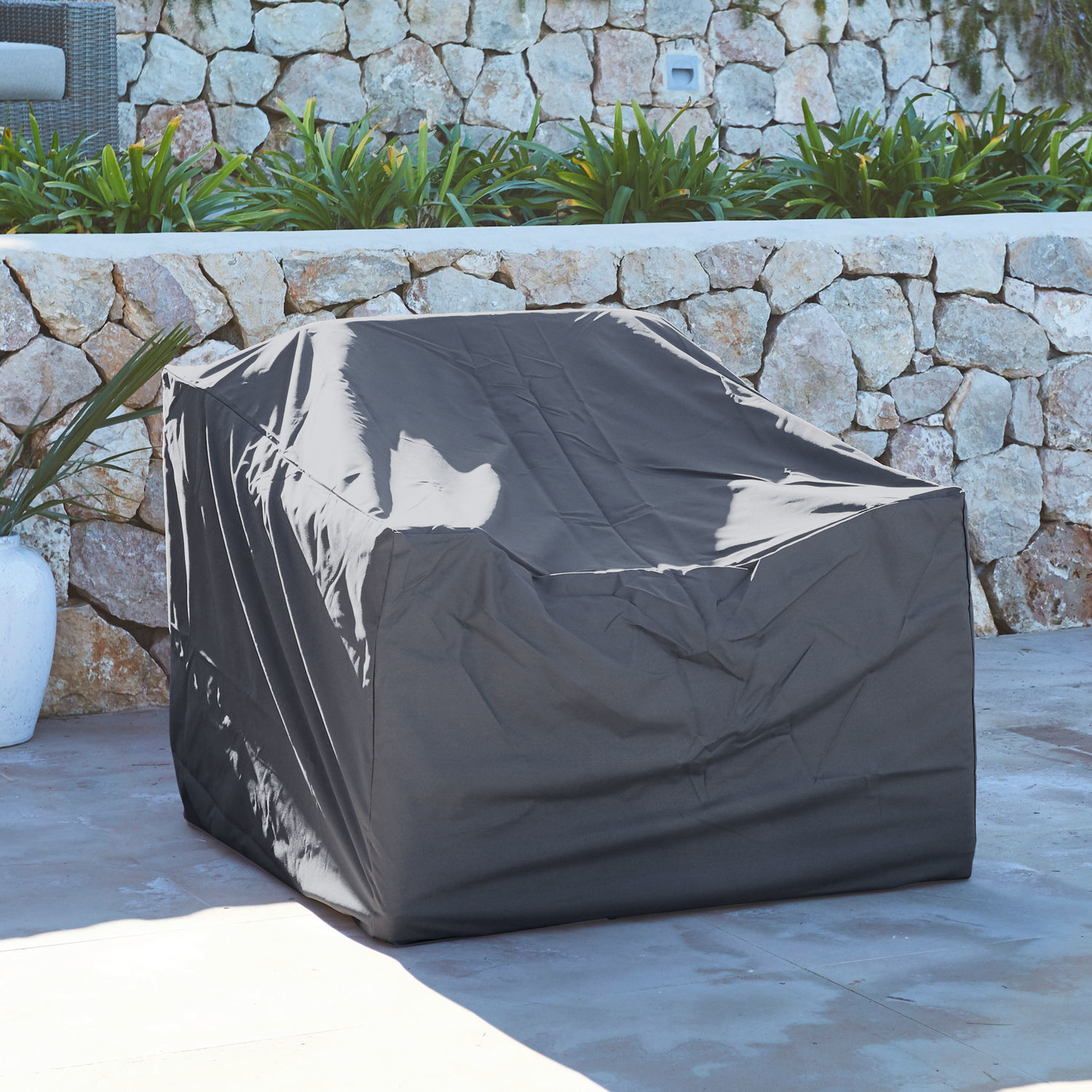 Housse Loma Housse noire en tissu imperméable pour mobilier de jardin, protection contre les intempéries