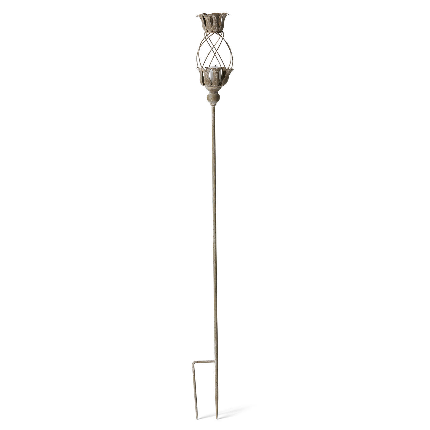 Tuteur de jardin en métal couleur bronze vieilli avec motif floral, décoration extérieure élégante