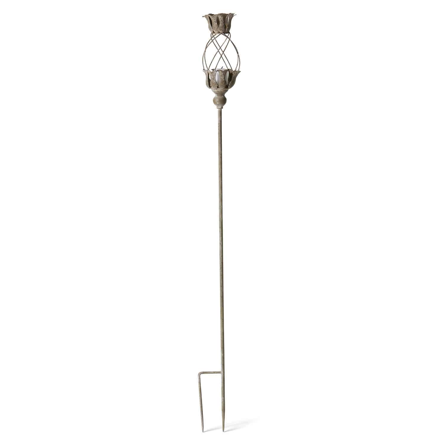 Lantaarn Ciranne Decoratieve metalen tuinsteker in antiek brons met bloemmotief, stijlvolle tuindecoratie