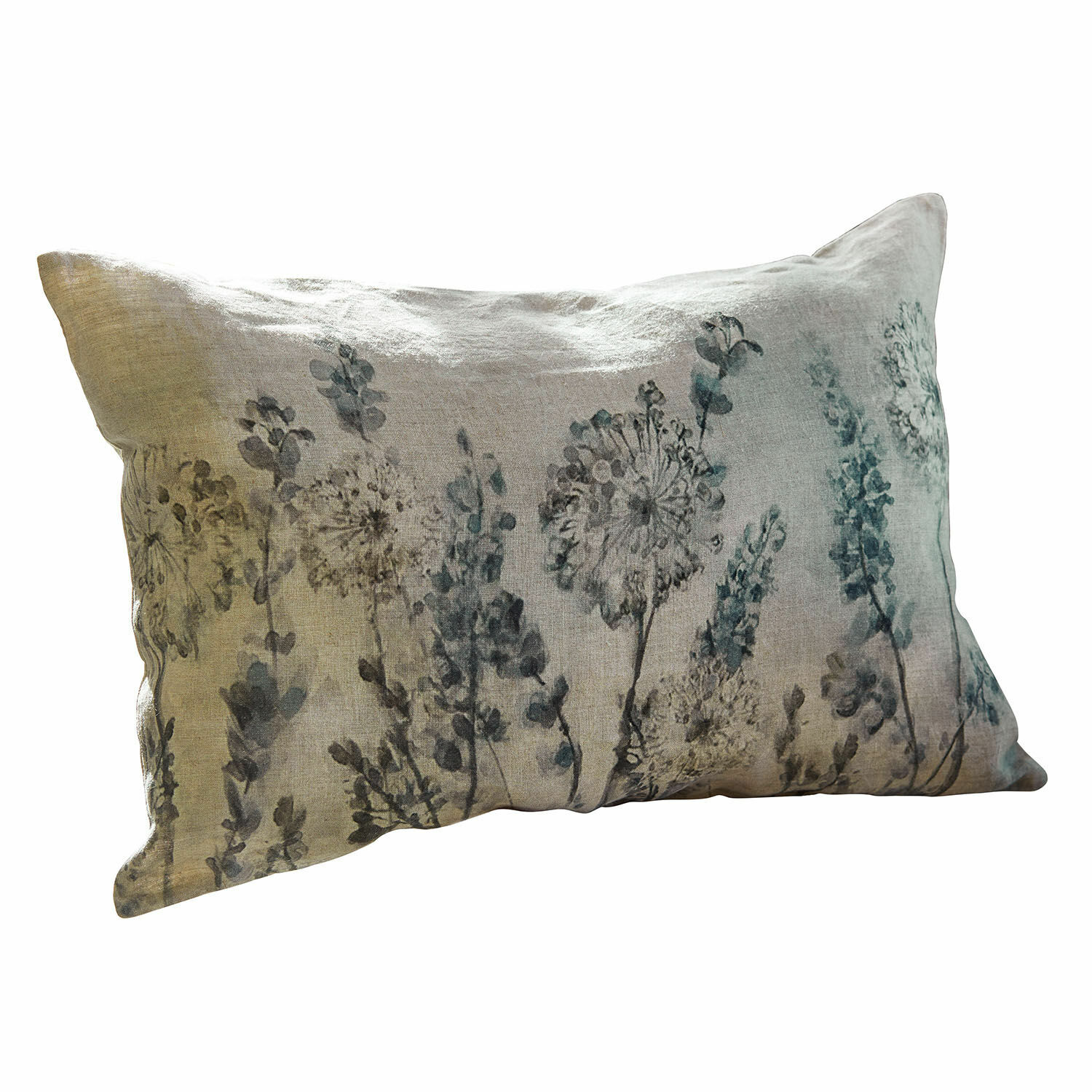 Housse de coussin Lusse Coussin décoratif en lin gris avec motif floral pour salon et chambre à coucher