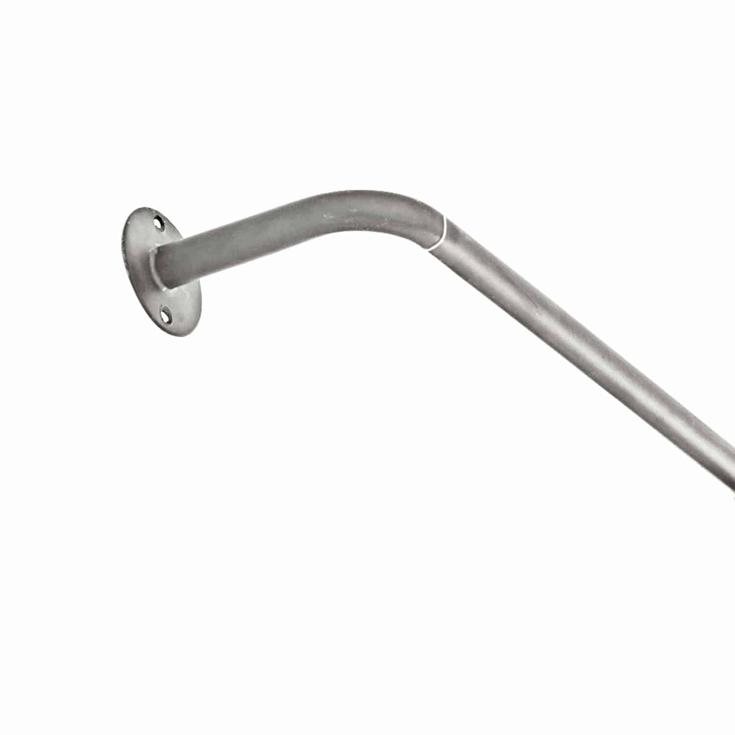 Tringle à rideaux Omara Tube métallique argentée murale avec extrémité courbée pour fixation, accessoire décoratif et pratique