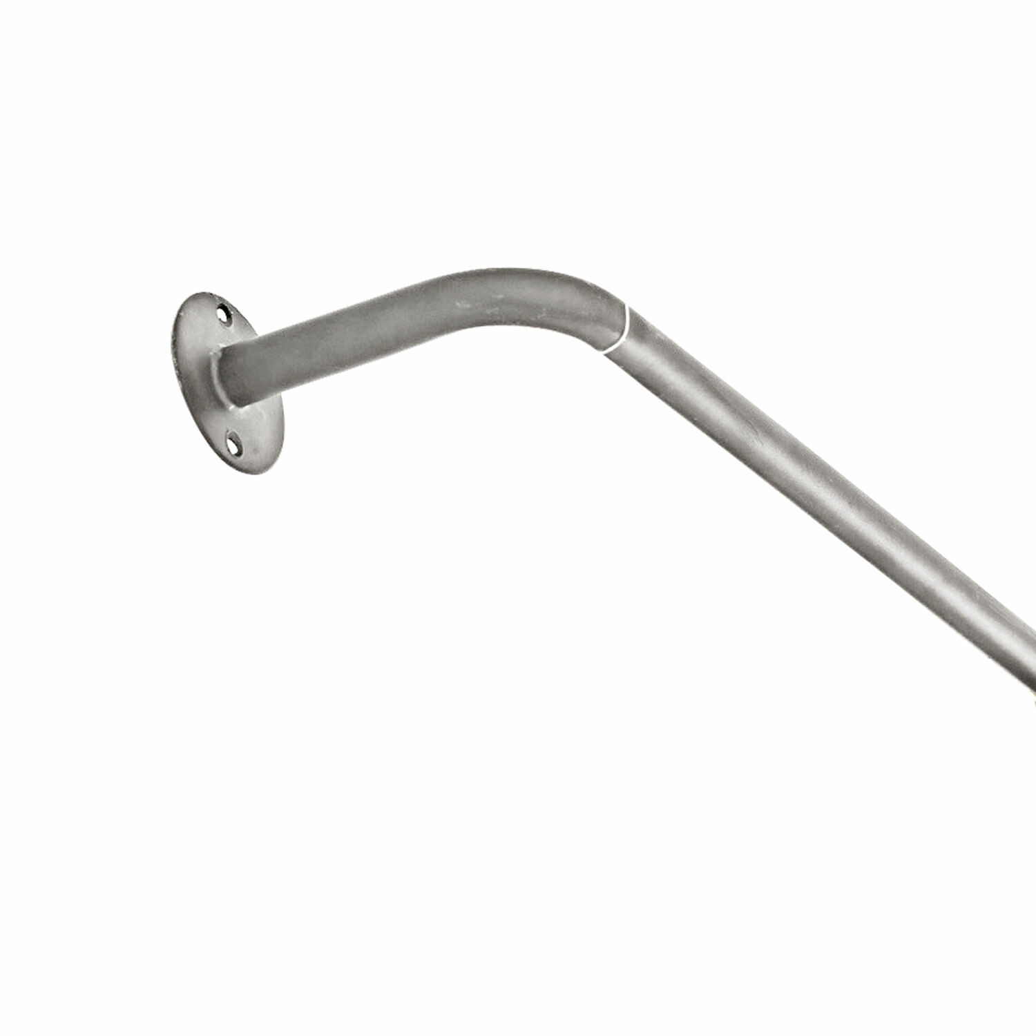 Tringle à rideaux Omara Tube métallique argentée murale avec extrémité courbée pour fixation, accessoire décoratif et pratique
