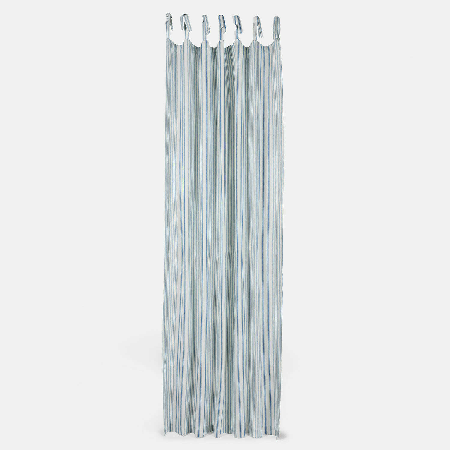 Gordijn Freydaal Lichte katoenen gordijn met blauw-witte strepen en lussen om op te hangen, raamdecoratie