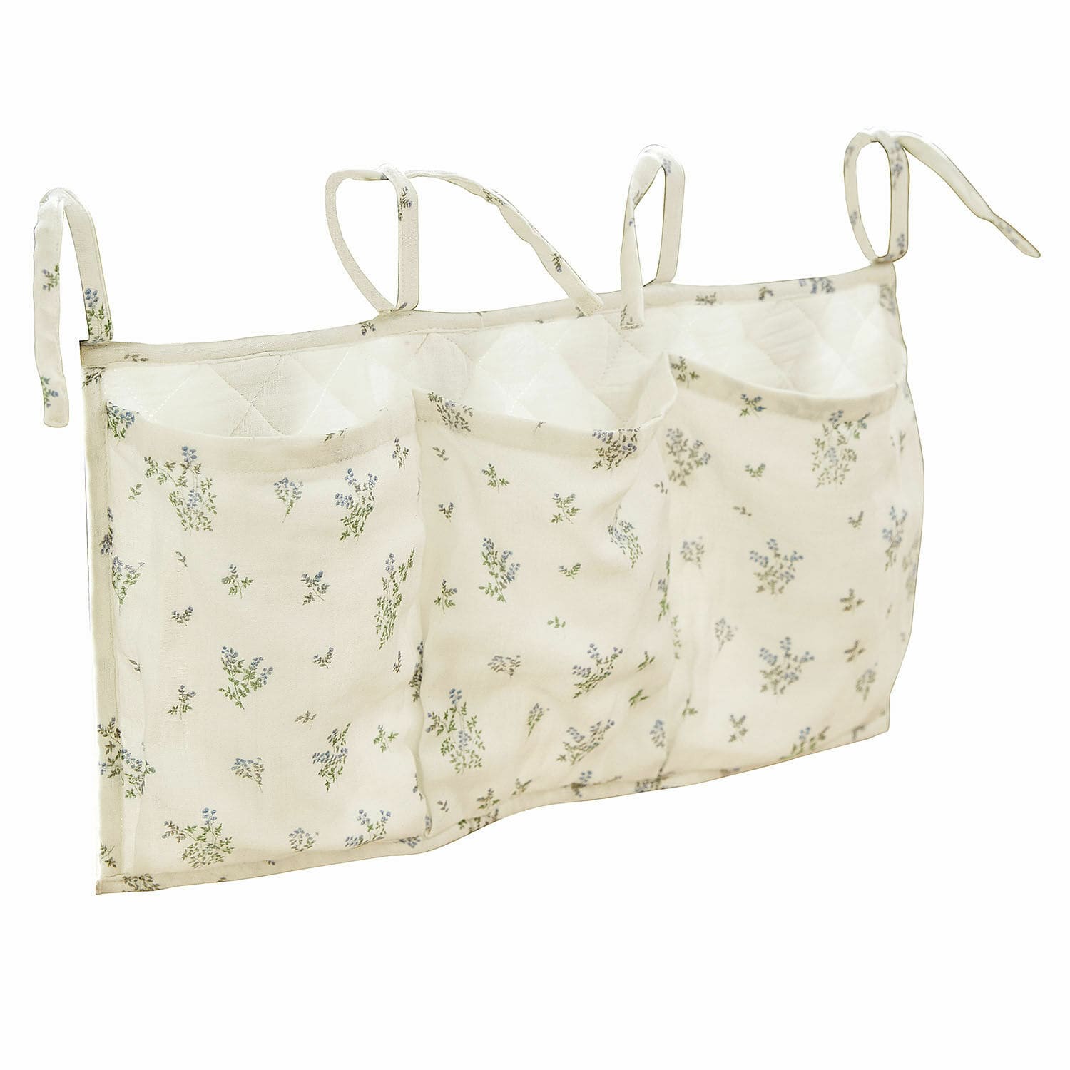 Organisateur de lit Nymariel Organisateur en tissu beige à motifs floraux avec poches, idéal pour un rangement pratique suspendu