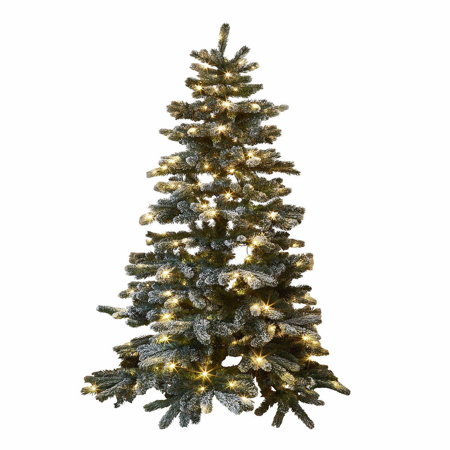 Sapin de Noël Mannier Sapin artificiel avec branches enneigées et lumières LED chaudes pour décoration de Noël
