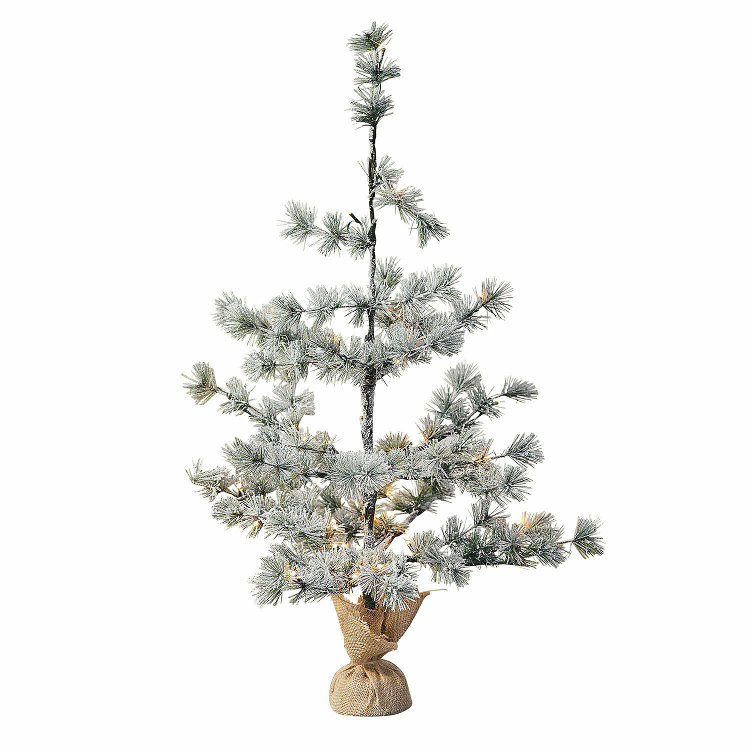 Sapin de Noël Falkirk Sapin artificiel avec branches enneigées et lumières, base en toile de jute