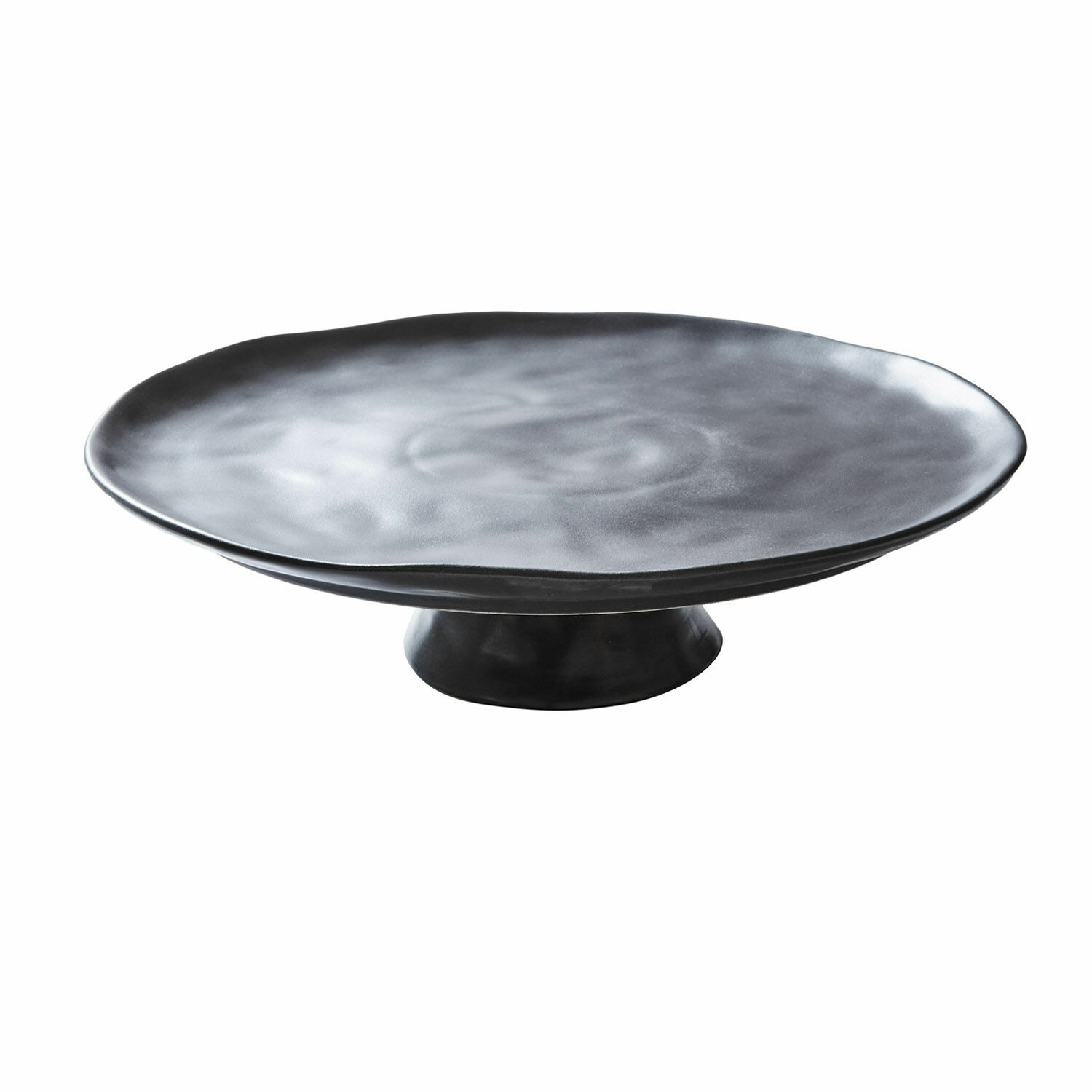 zwart Zwart keramisch bord Biarritz met onregelmatige vorm, perfect voor decoratie en serveren.