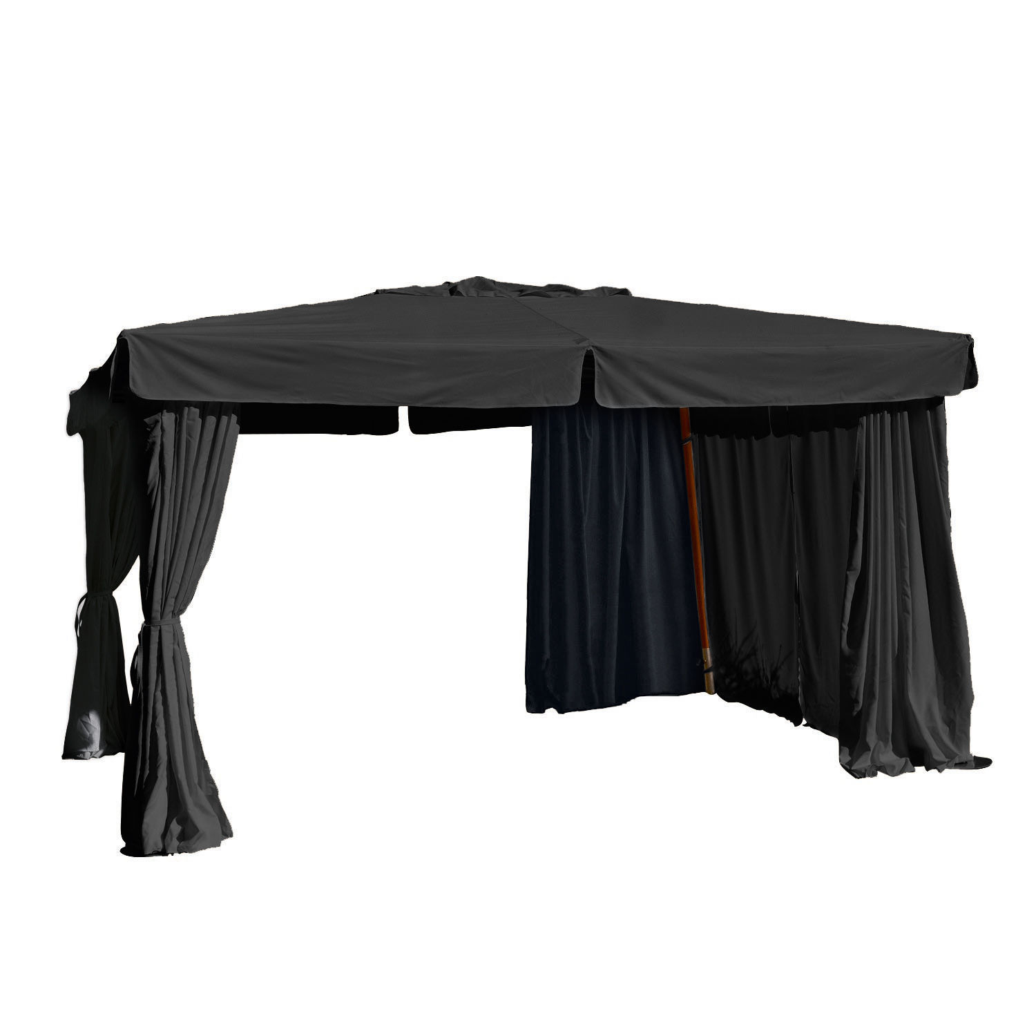 Pavillon Lexington Park noir en tissu, parfait pour terrasse et jardin, protection solaire et pluie