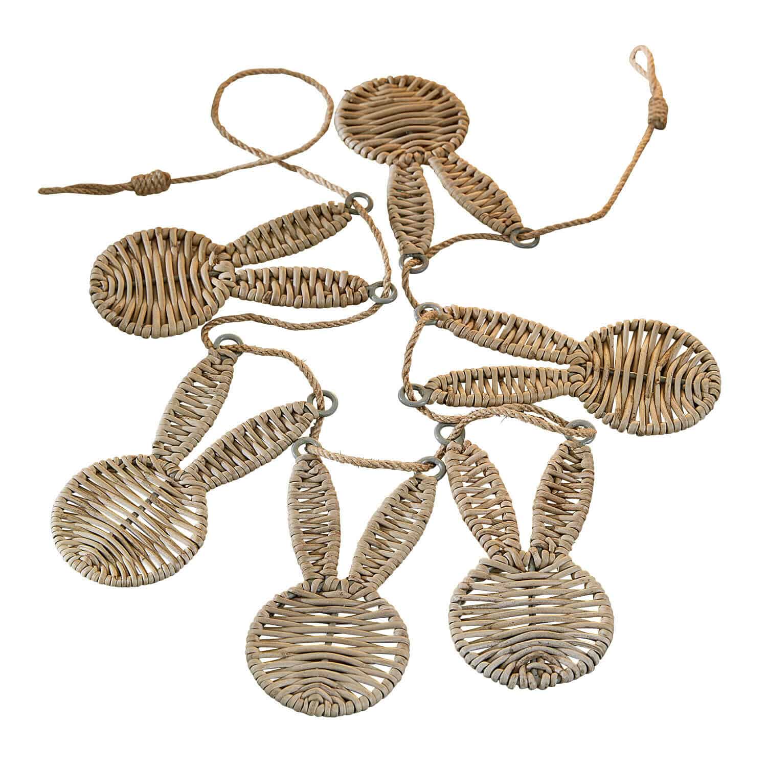 Slinger Papillonette Guirlande van natuurlijk beige gevlochten wilgentenen met konijnenhoofden voor interieurdecoratie