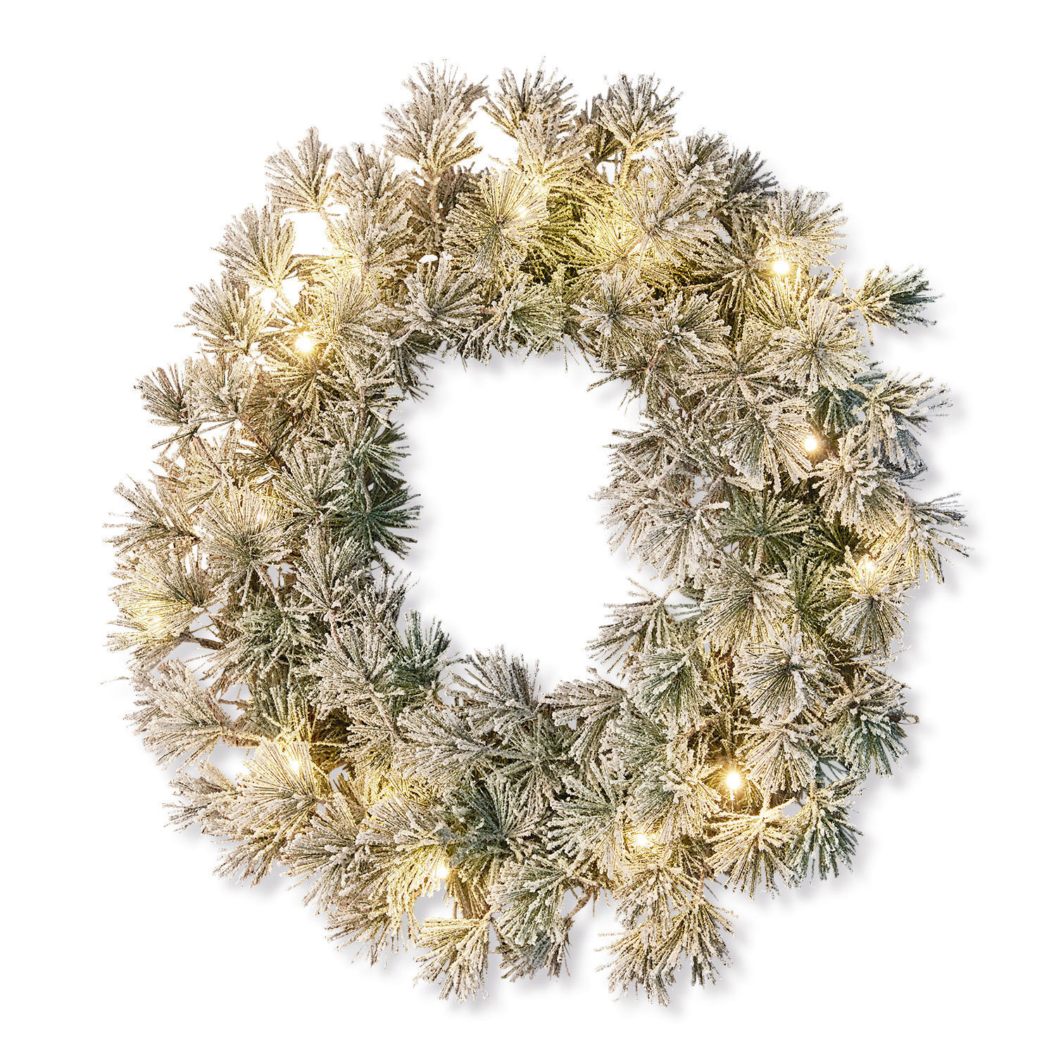 Krans met LED-lampjes Vire Besneeuwde kerstkrans met groene naalden en warme LED-lichtjes voor huisdecoratie