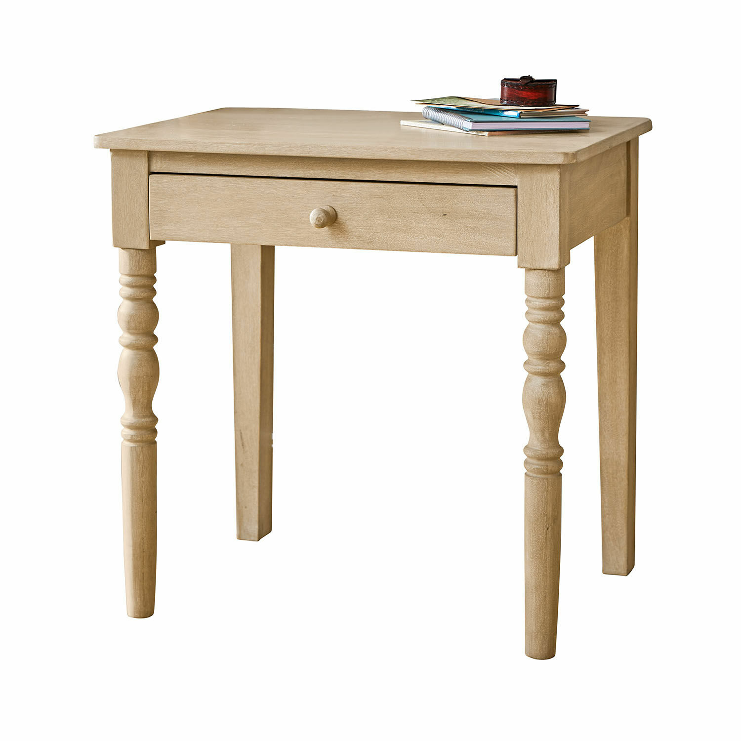 Bureau pour enfant Doucetin Table en bois clair avec tiroir et pieds sculptés, meuble pratique pour salon ou bureau