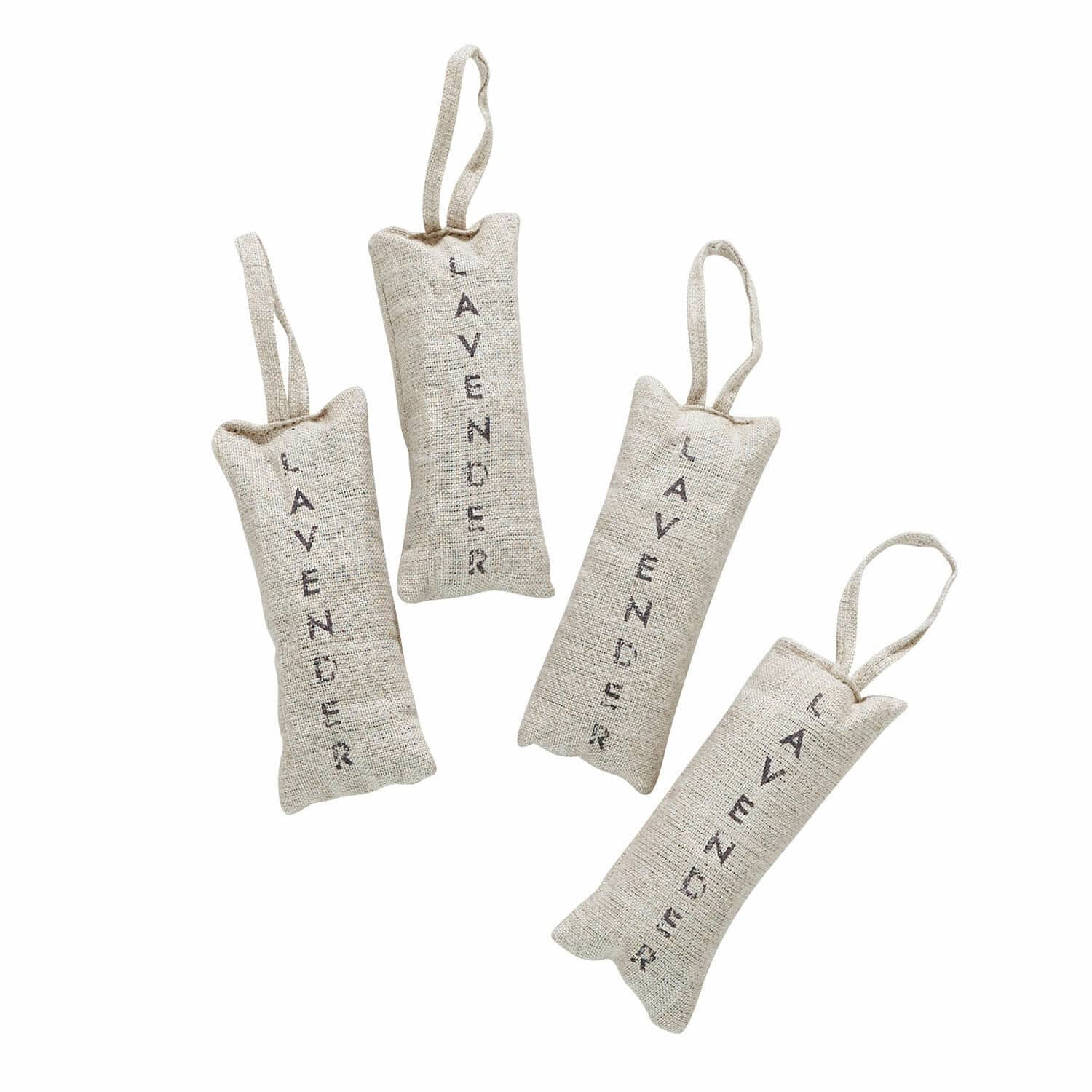 Lot de 4 pochons de lavande Boettger Lot de quatre sachets en lin naturel remplis de lavande avec boucle pour suspendre, parfum frais et déco