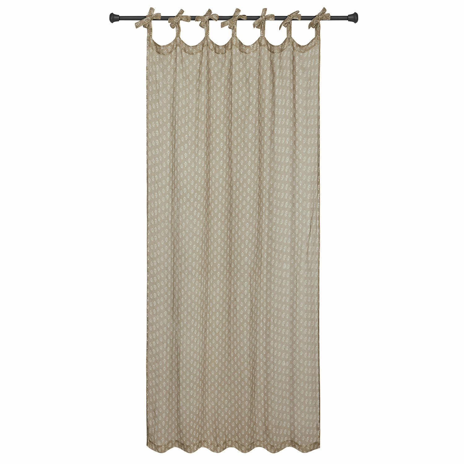 Rideau Xantelle Rideau beige en coton avec motif blanc délicat et boucles nouées pour suspension facile