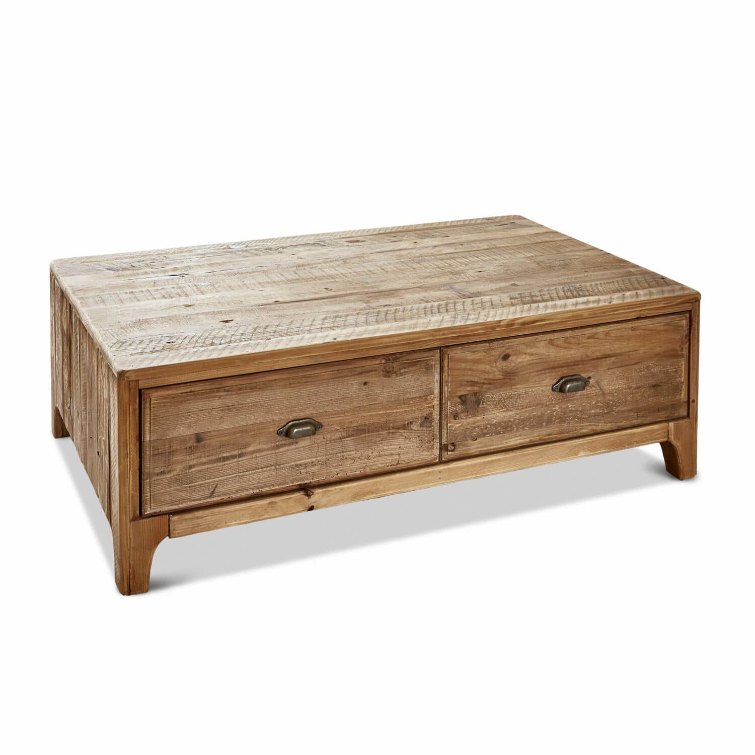 Salontafel Wittfield Rustieke salontafel van natuurlijk hout met twee laden, praktisch meubel voor woonkamer