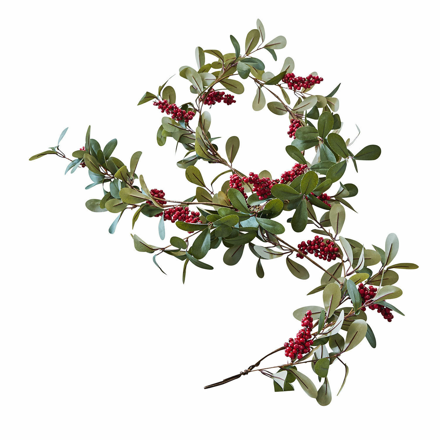 Guirlande Lenius Decoratieve slinger met groene bladeren en rode bessen voor feestelijke interieurdecoratie