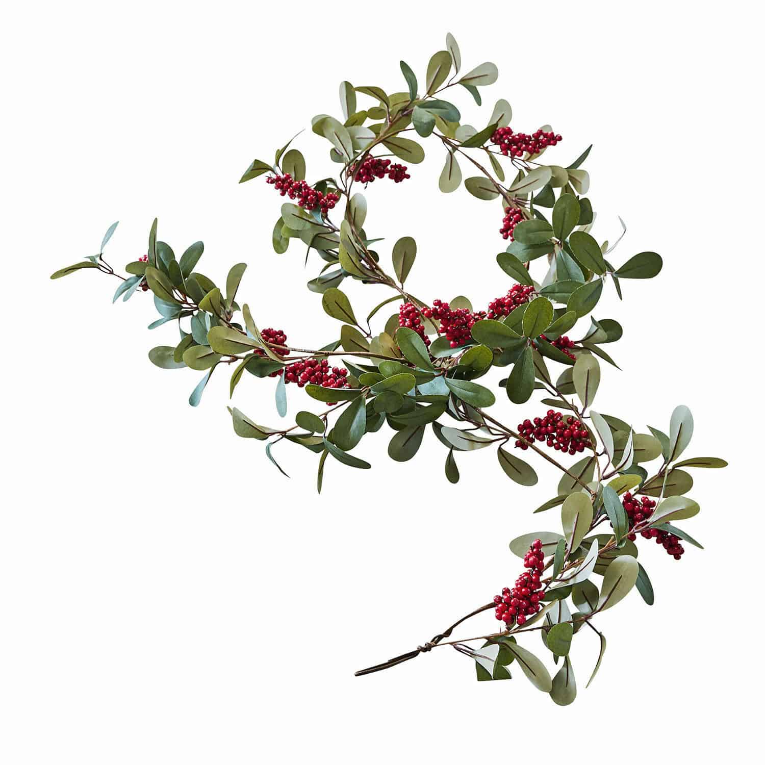 Guirlande Lenius Guirlande décorative avec feuilles vertes et baies rouges pour décoration intérieure festive