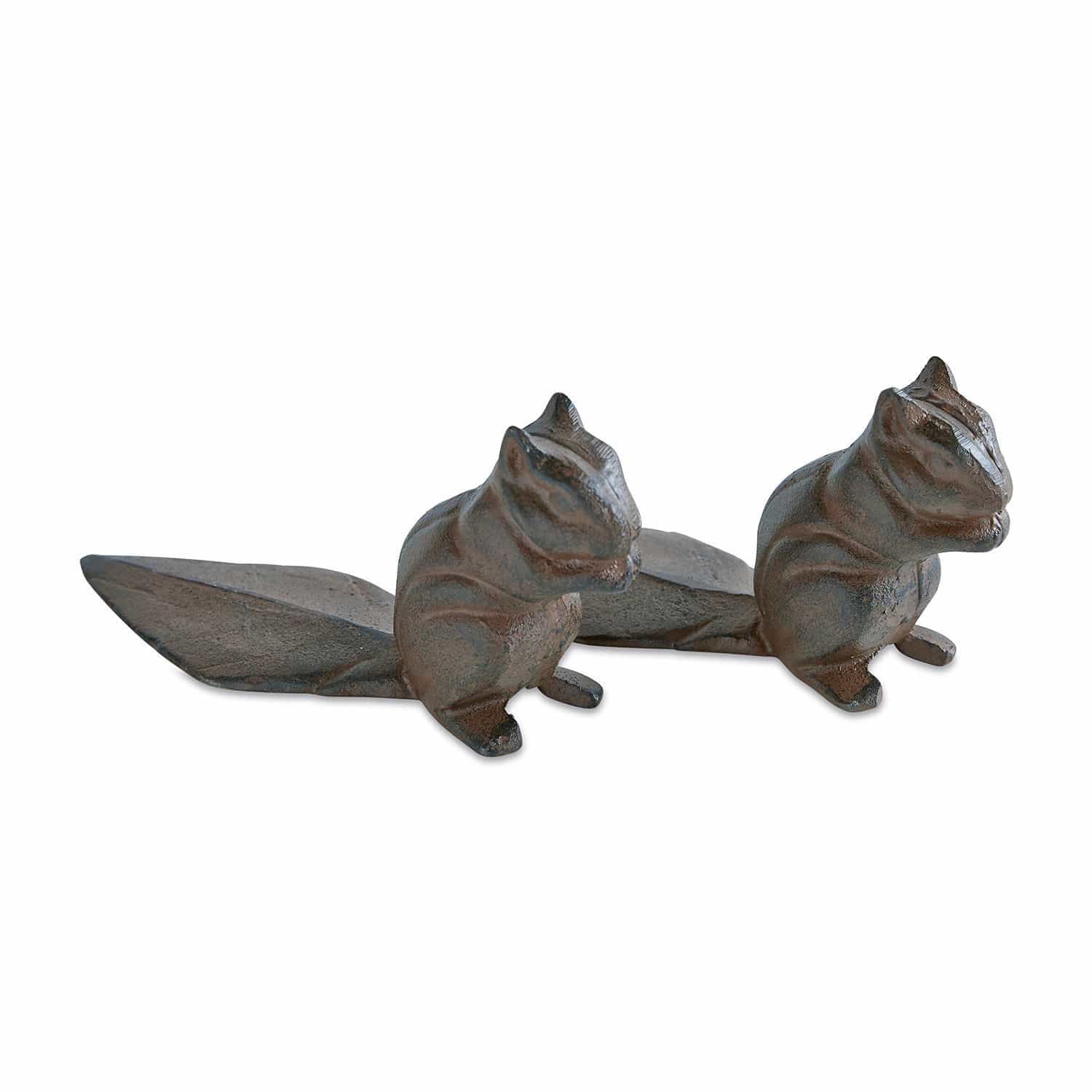 Lot de 2 cale-portes Mairana Paire de crochets décoratifs en fonte brun en forme d'écureuils pour décoration intérieure