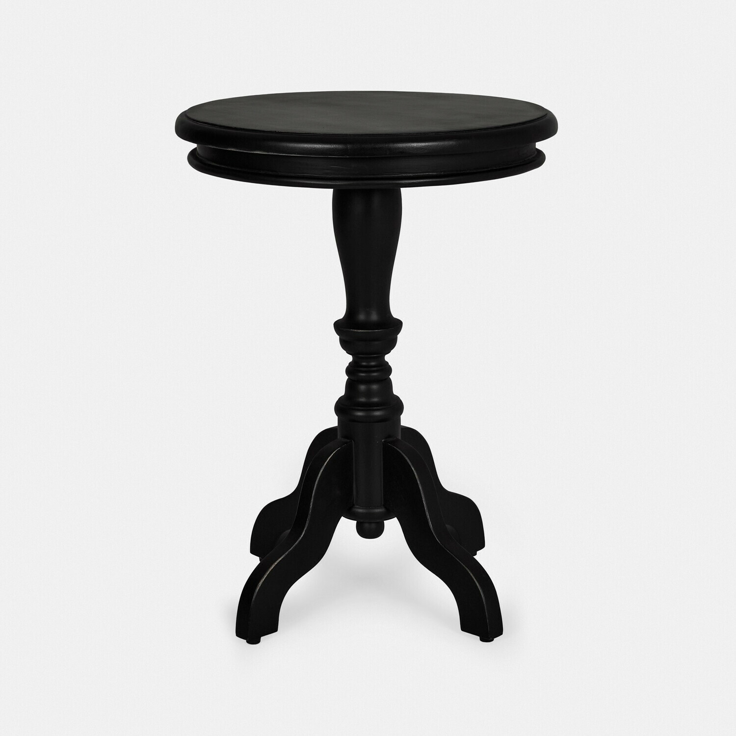 noir vieilli Table d'appoint Mengomeyen noire en bois avec finition antique, meuble élégant pour salon