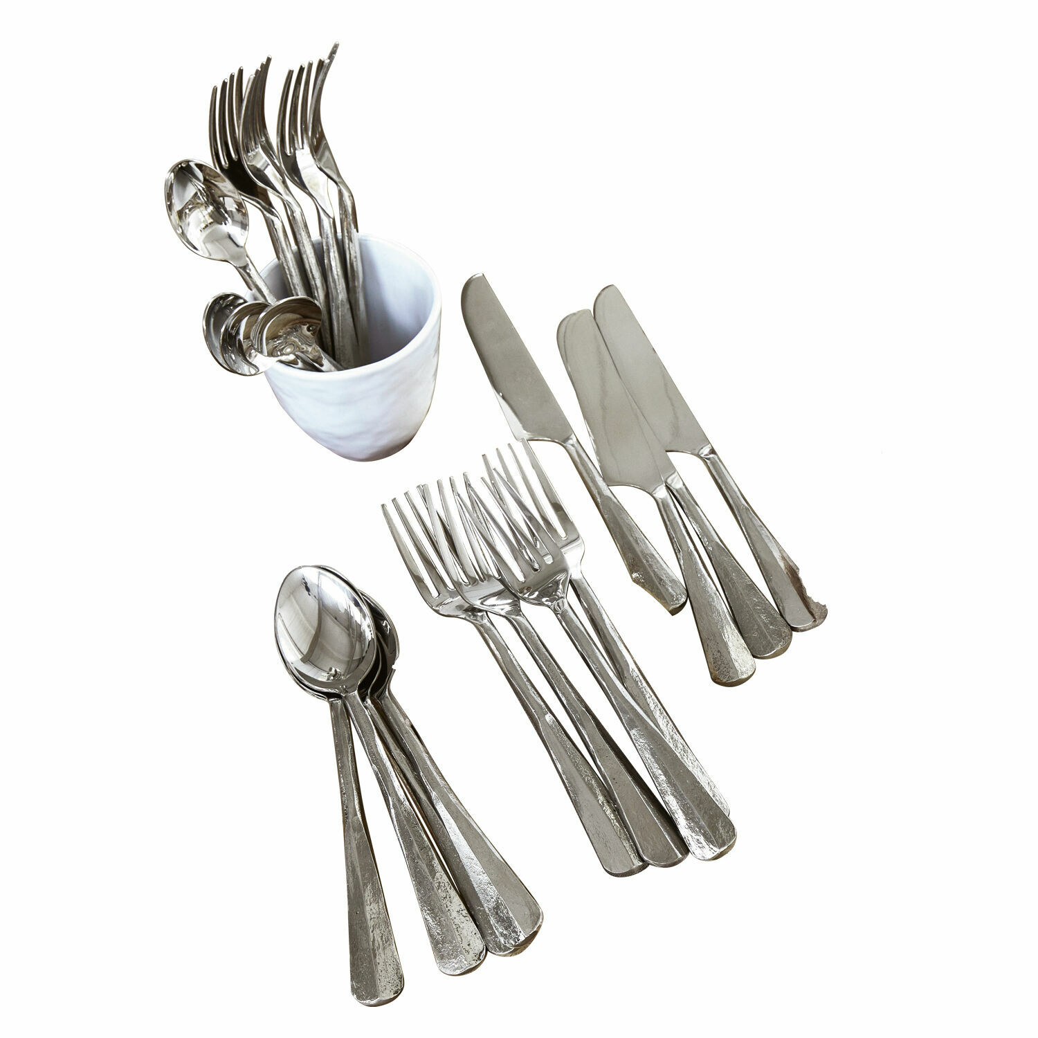 Couverts Malden Ensemble de couverts en acier inoxydable argenté avec couteaux, fourchettes et cuillères
