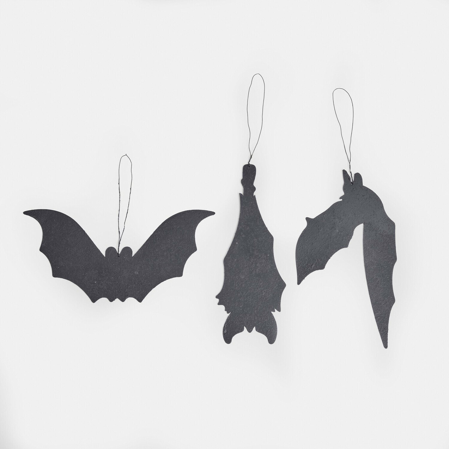 Hanger set van 3 Quivorin Set van drie zwarte metalen vleermuisdecoraties om op te hangen voor Halloween