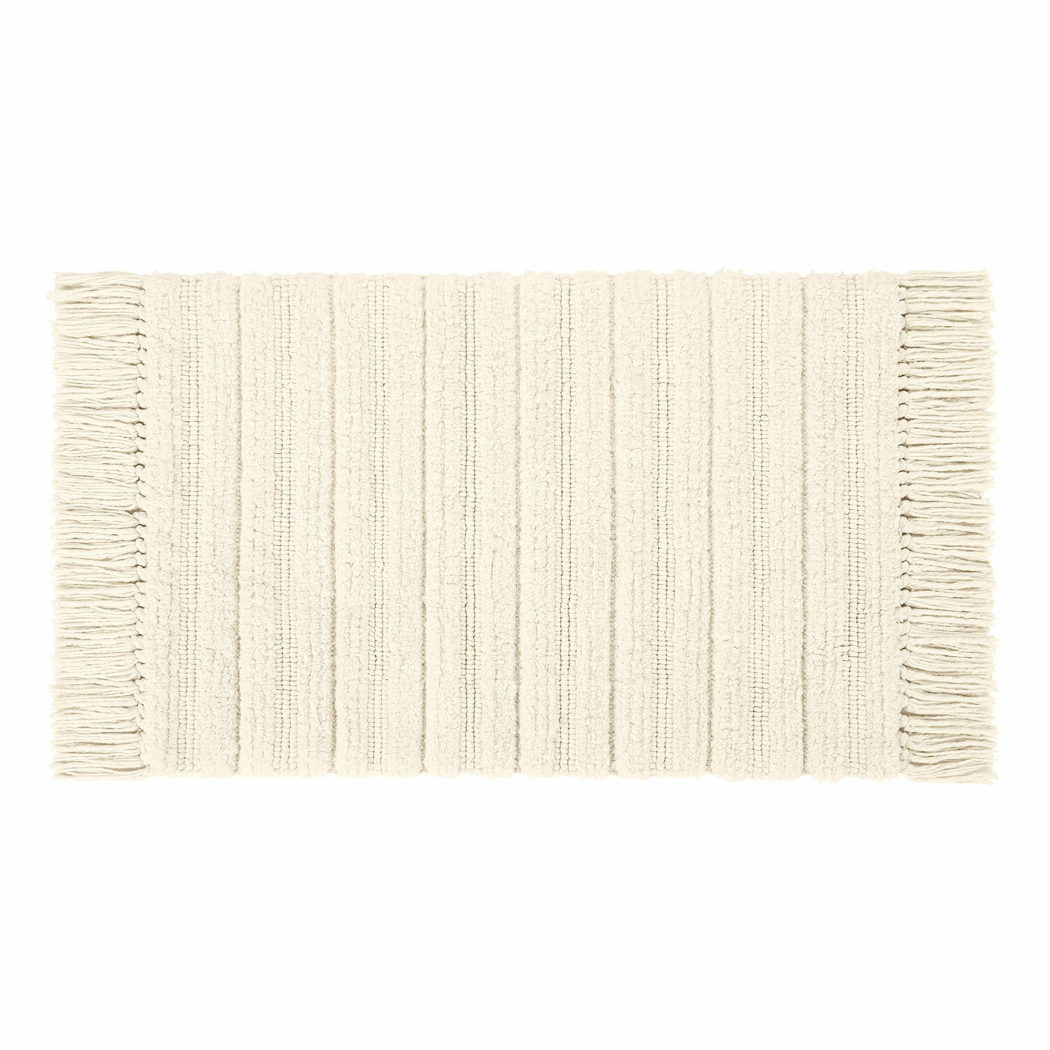 Tapis de bain crème doux avec franges, absorbant et décoratif pour salle de bain