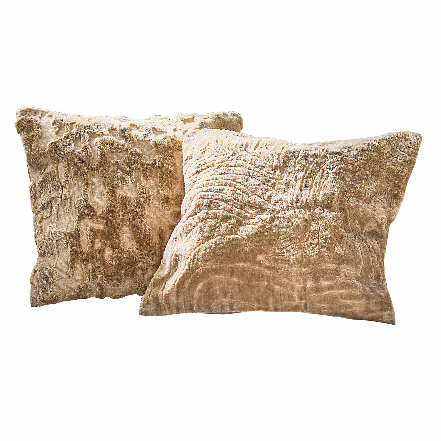Lot de 2 housses de coussins Doranza Ensemble de deux coussins décoratifs beige en tissu doux avec texture, coussins pour salon