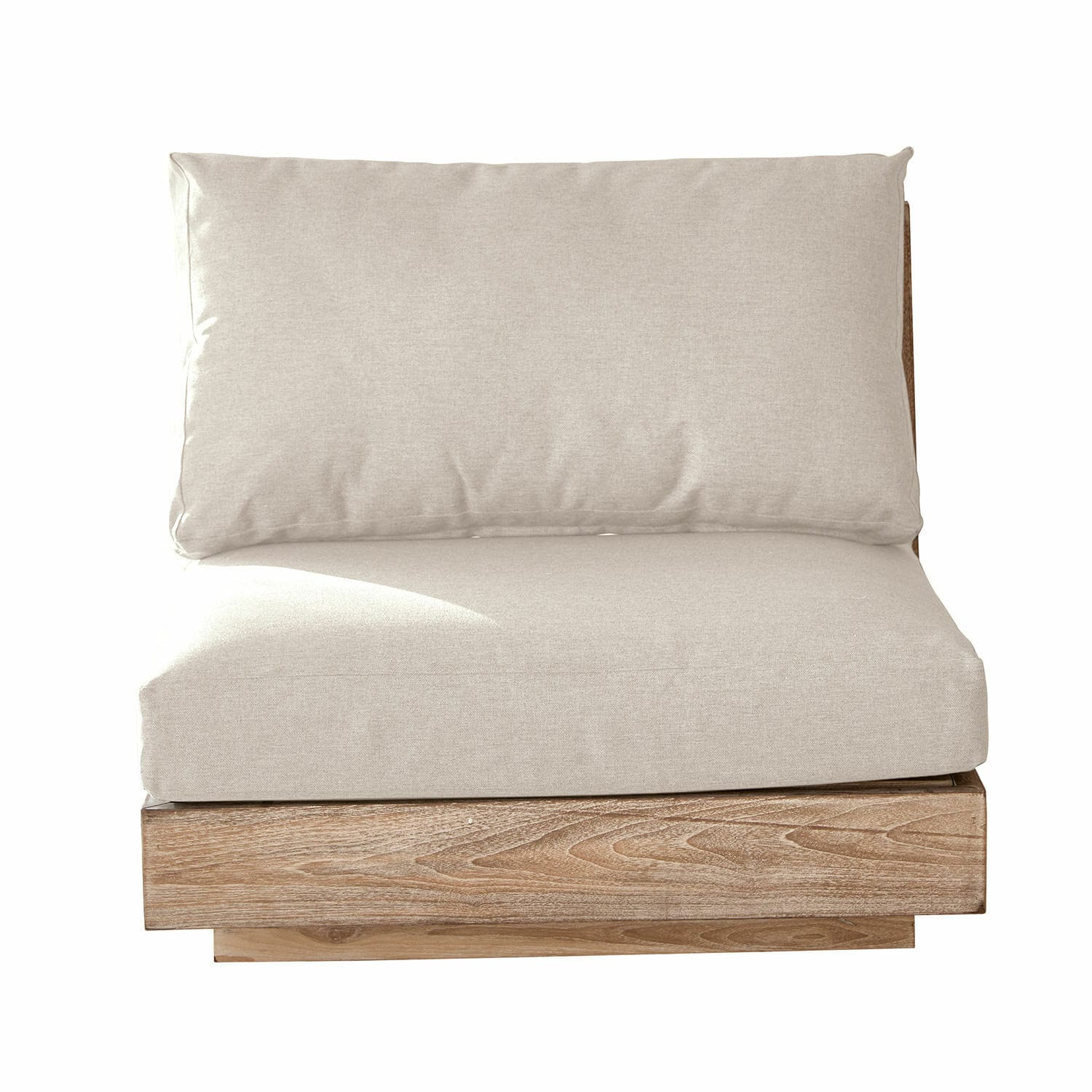crème/bruin Sofa-element Courtelevant met crèmekleurige stof en bruine houten basis voor woonkamer