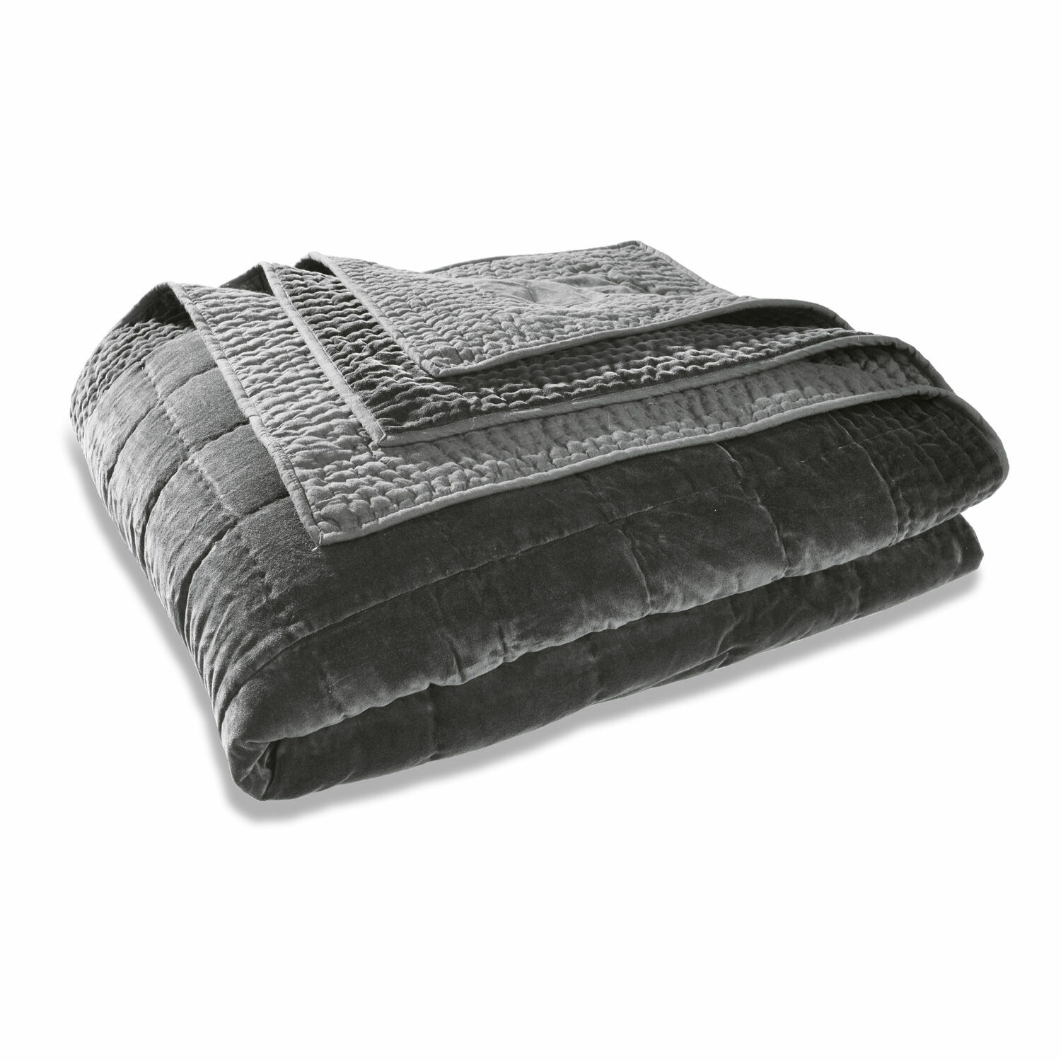 grijs Grijze gewatteerde Arasta plaid van zacht materiaal, perfect voor slaapkamerdecoratie en comfort