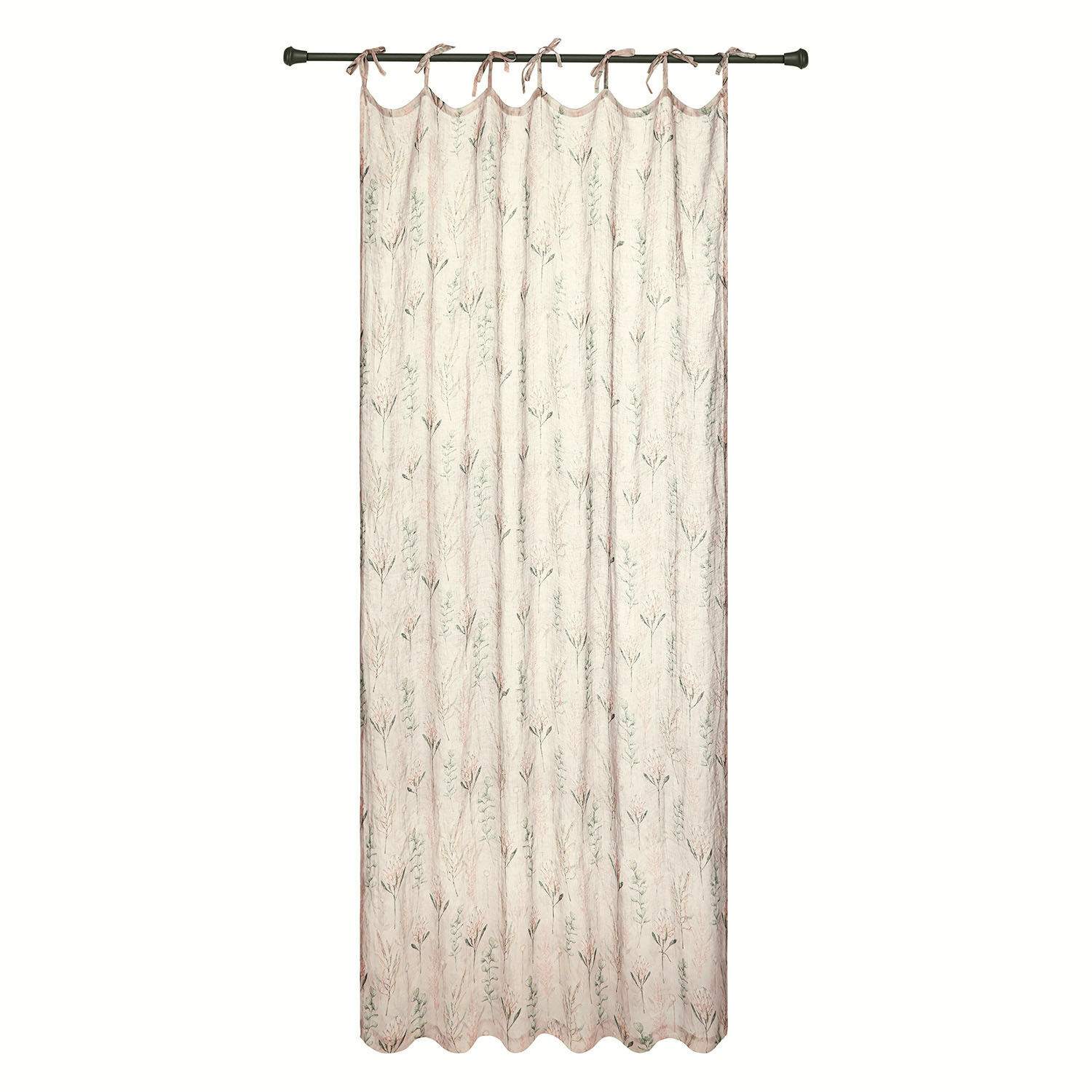 Rideau en coton rose clair avec motif végétal délicat pour décoration de fenêtre élégante