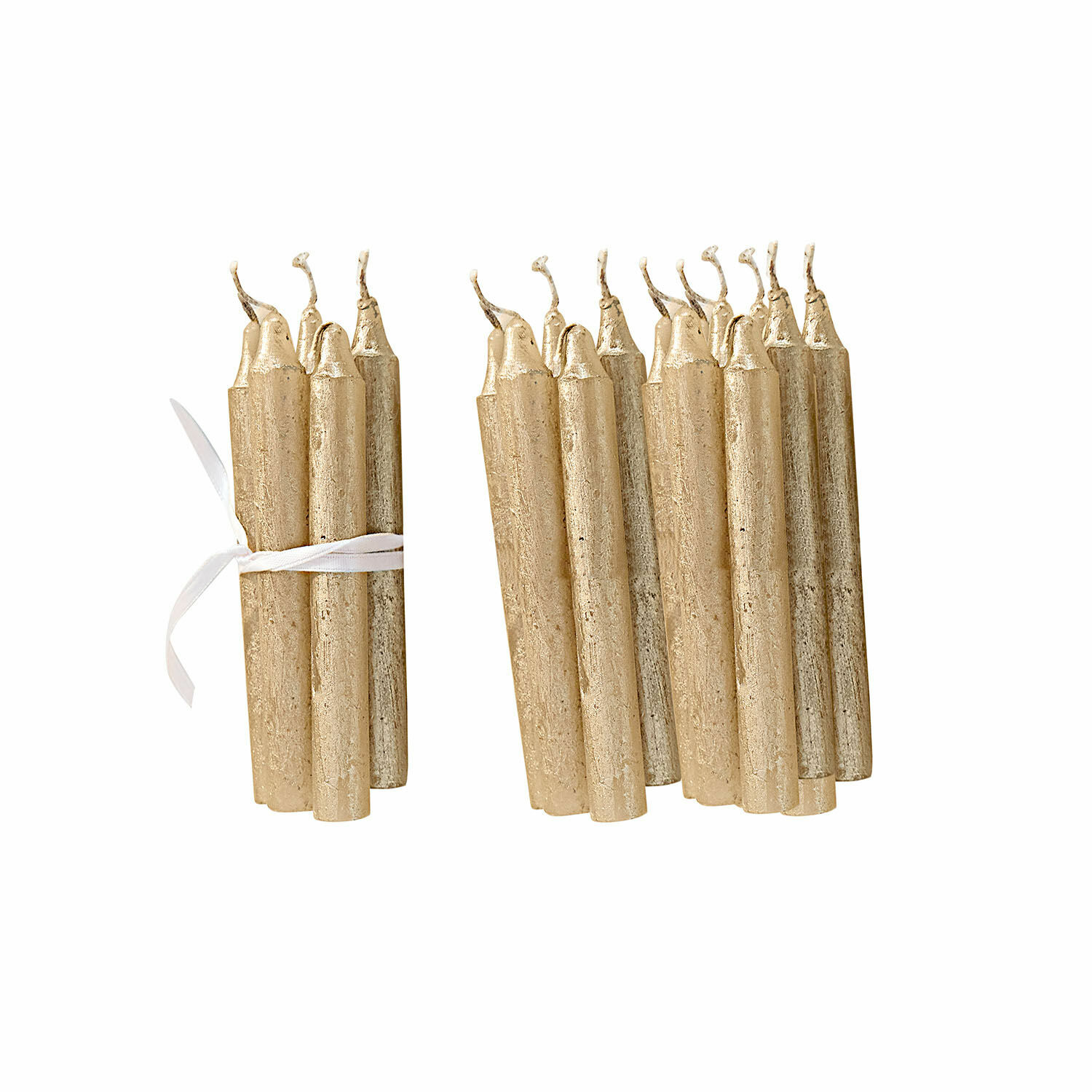 Lot de 20 bougies dorées Noufa avec finition métallique, bougies décoratives pour la maison
