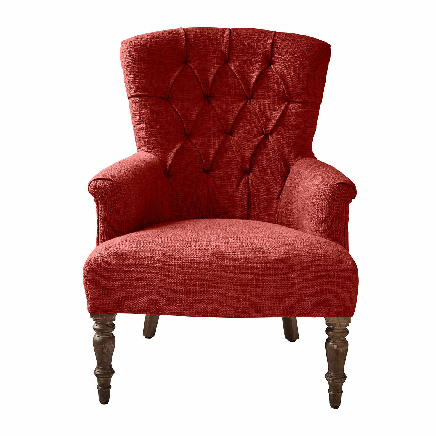 rood Rode Hinsdale fauteuil van stof met gestikte rugleuning en houten poten voor woonkamer