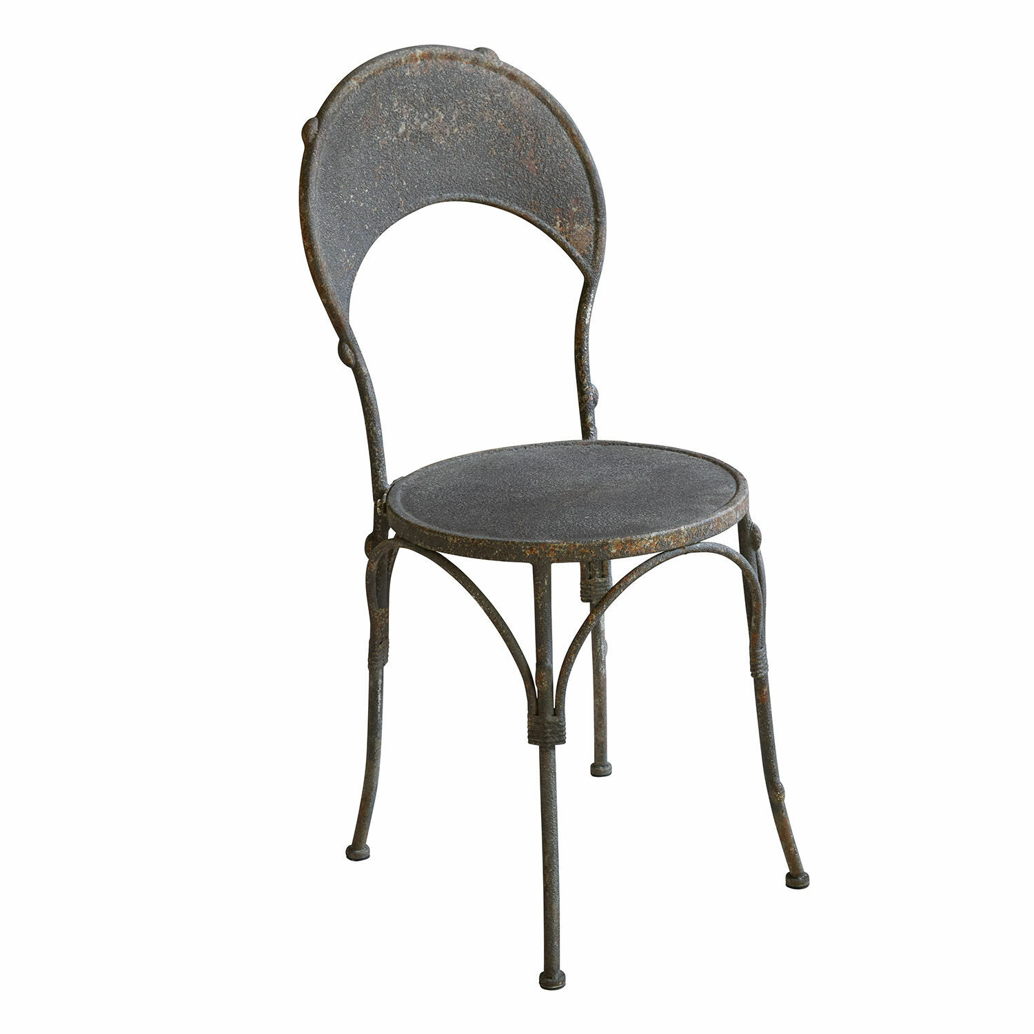 Chaise Delivora Chaise de jardin en métal vintage avec patine gris foncé et assise ronde robuste
