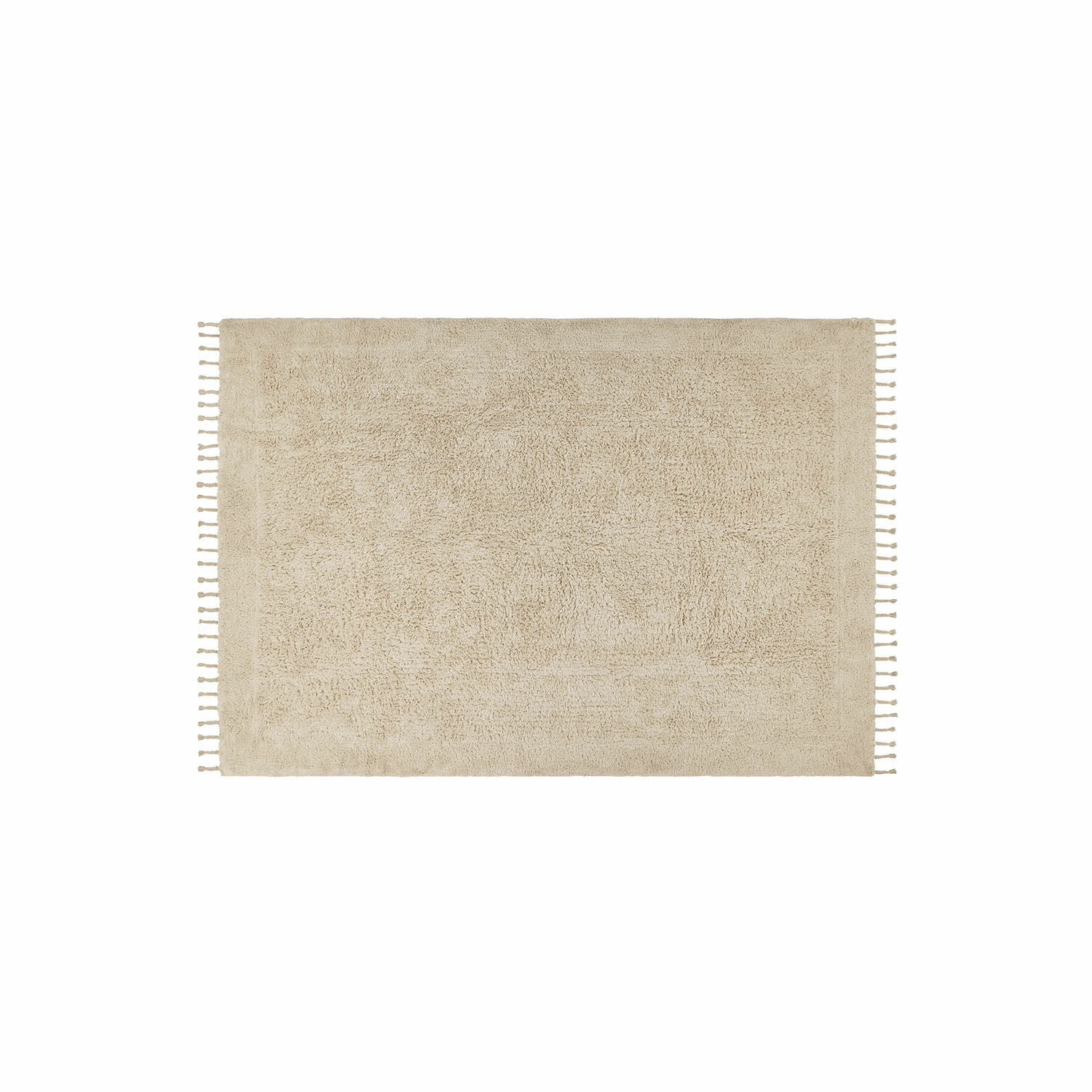 Tapis Avenagh Tapis en coton beige avec franges sur les côtés, doux et décoratif pour la maison