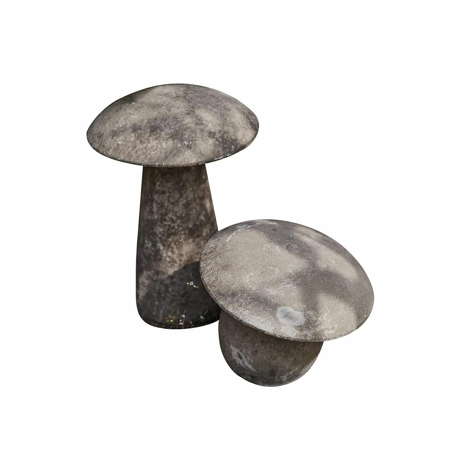 Lot de 2 champignons décoratifs Coudrelle Champignons décoratifs en béton gris pour jardin, parfaits pour l'aménagement extérieur